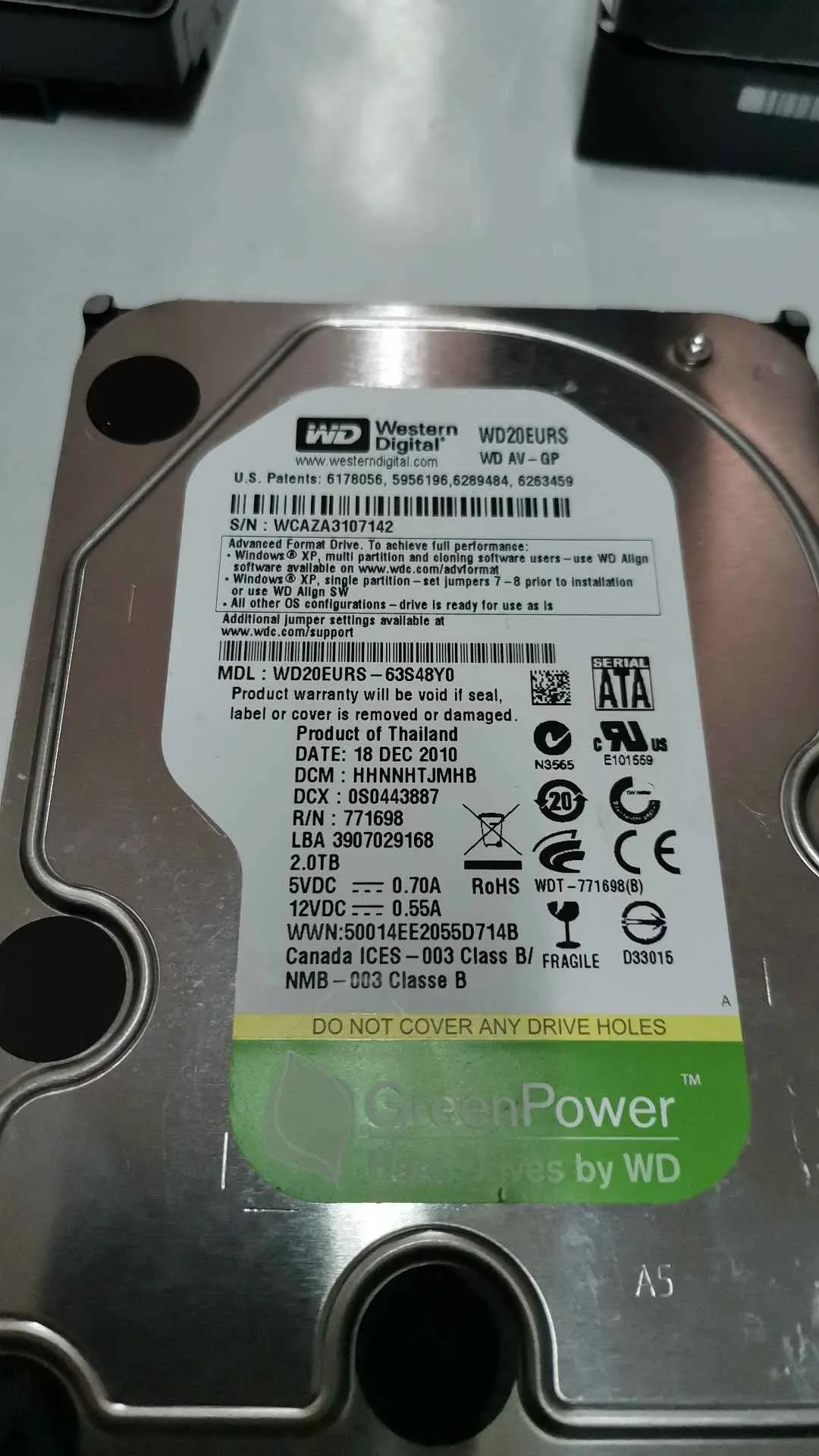 Western Digital WD20EURS-63S48Y0 S/N WCAZA3107142