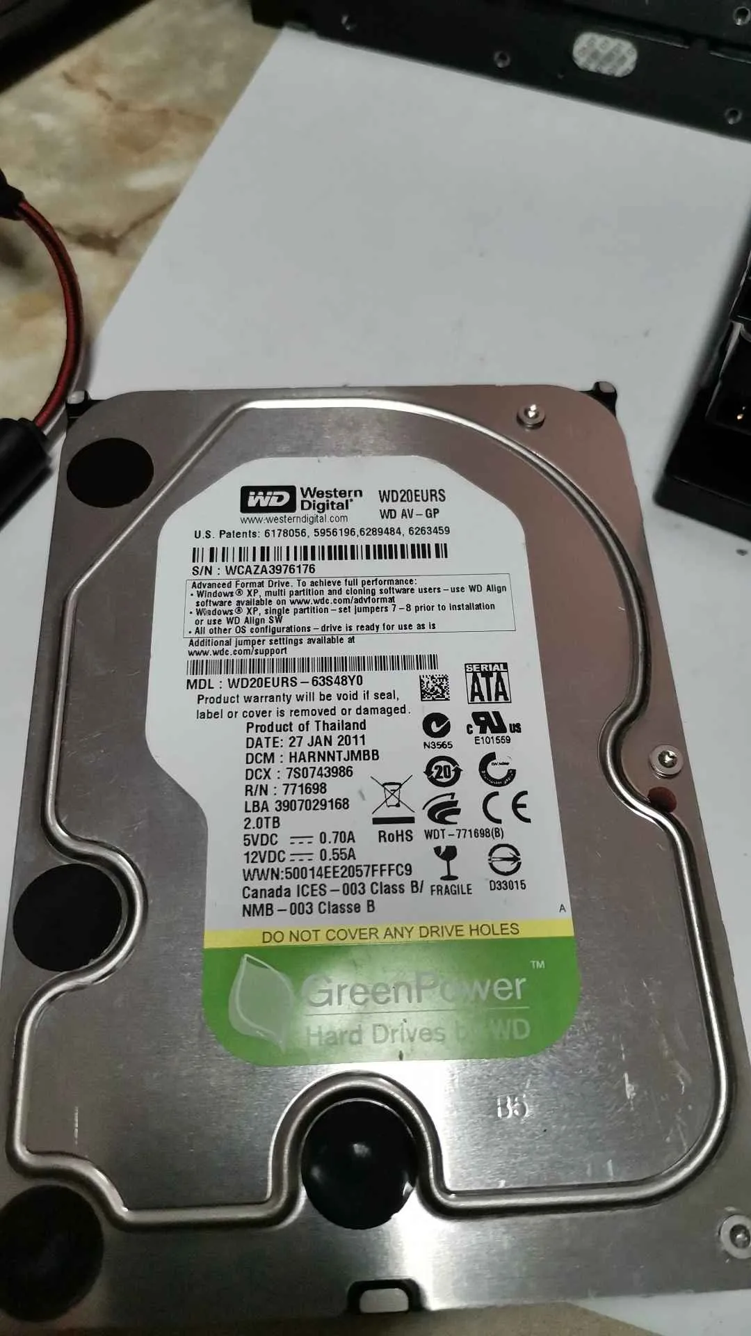 Western Digital WD20EURS-63S48Y0 S/N WCAZA3976176