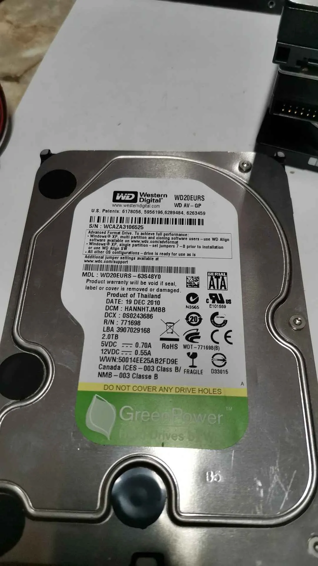 Western Digital WD20EURS-63S48Y0 S/N WCAZA3106525