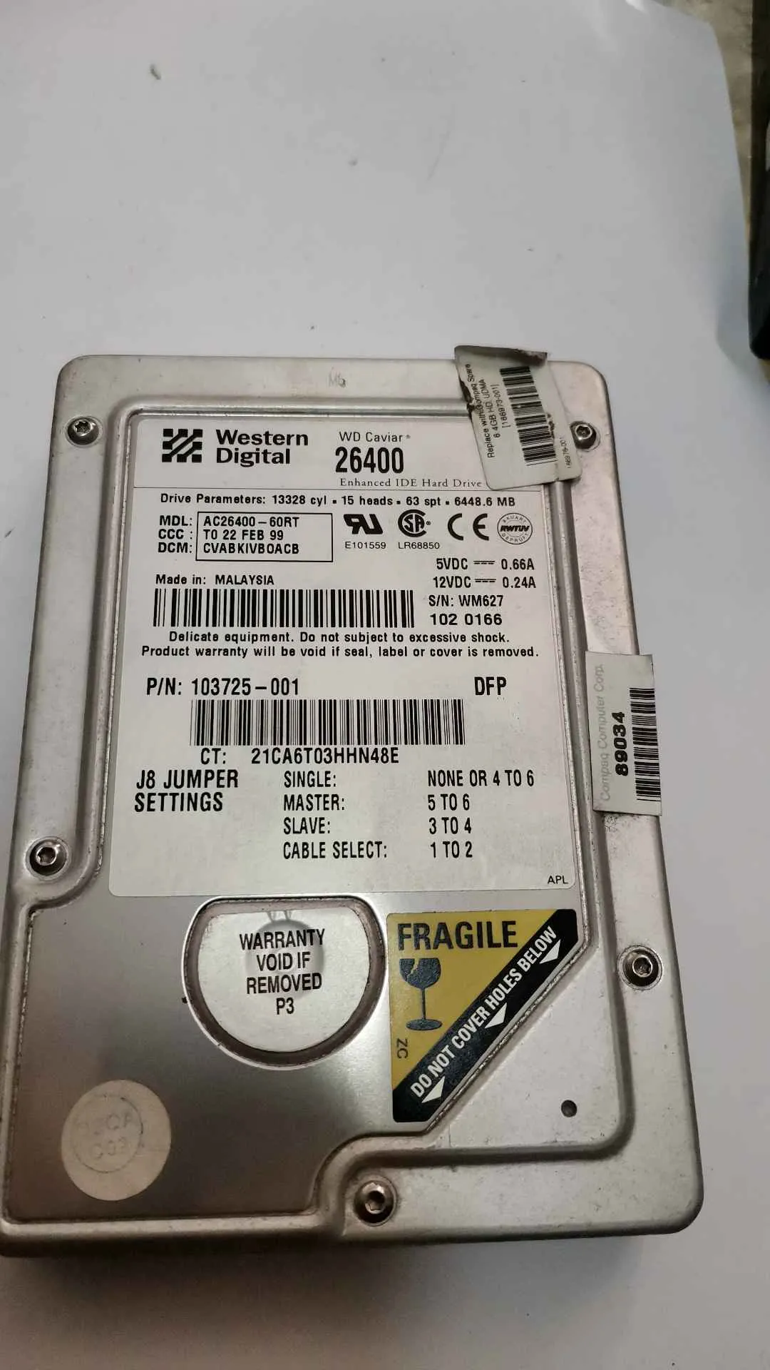 Western Digital AC26400-60RT S/N WM6271020166