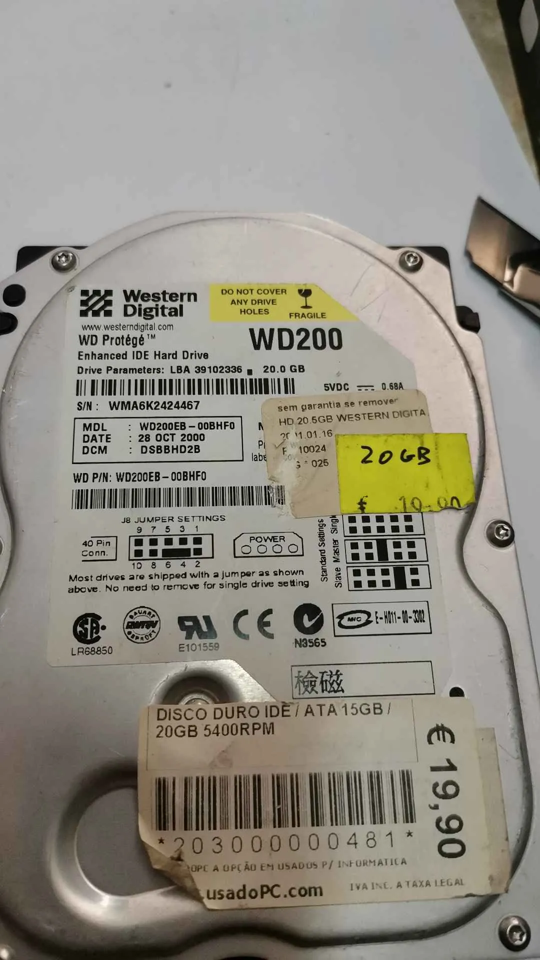 Western Digital WD200EB-00BHF0 S/N WMA6K2424467