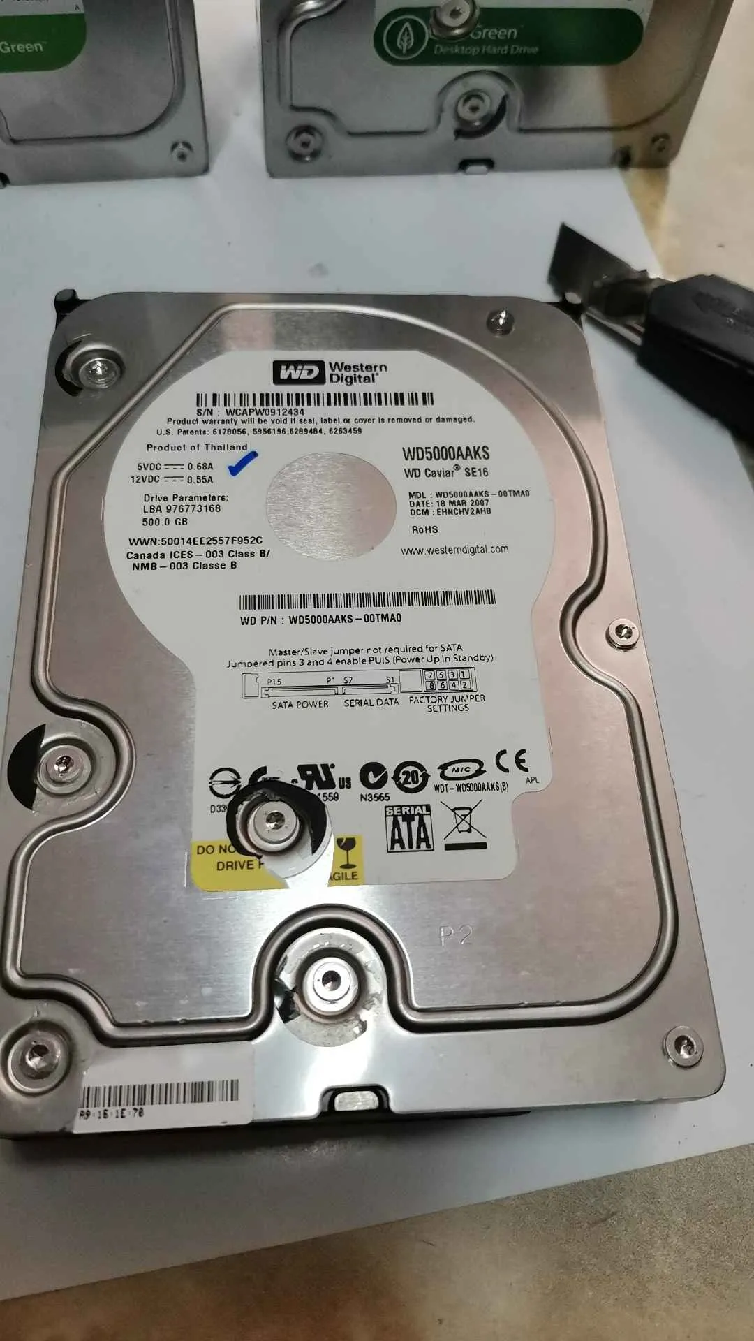 Western Digital WD5000AAKS-00TMA0 S/N WCAPW0912434
