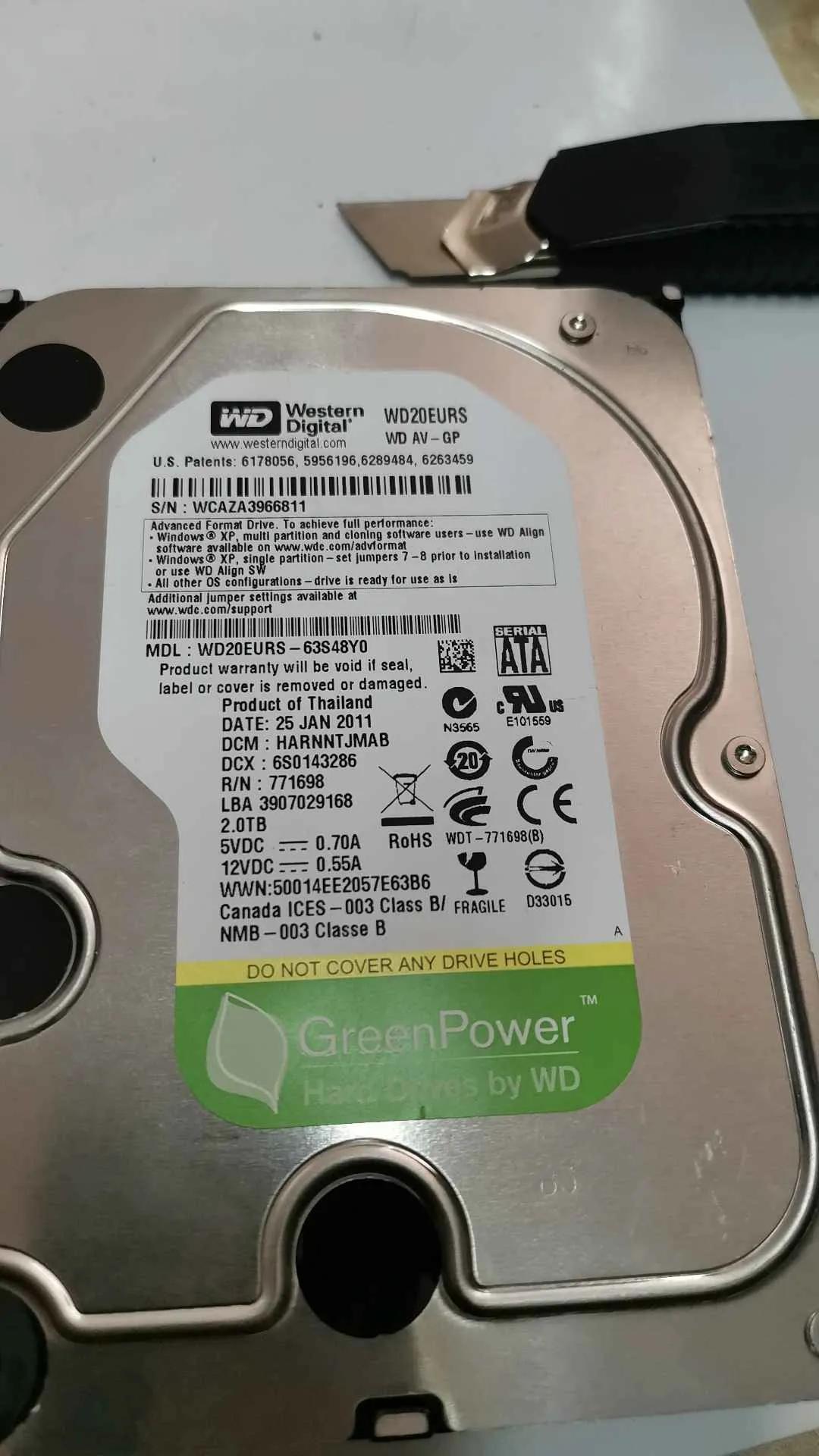 Western Digital WD20EURS-63S48Y0 S/N WCAZA3966811