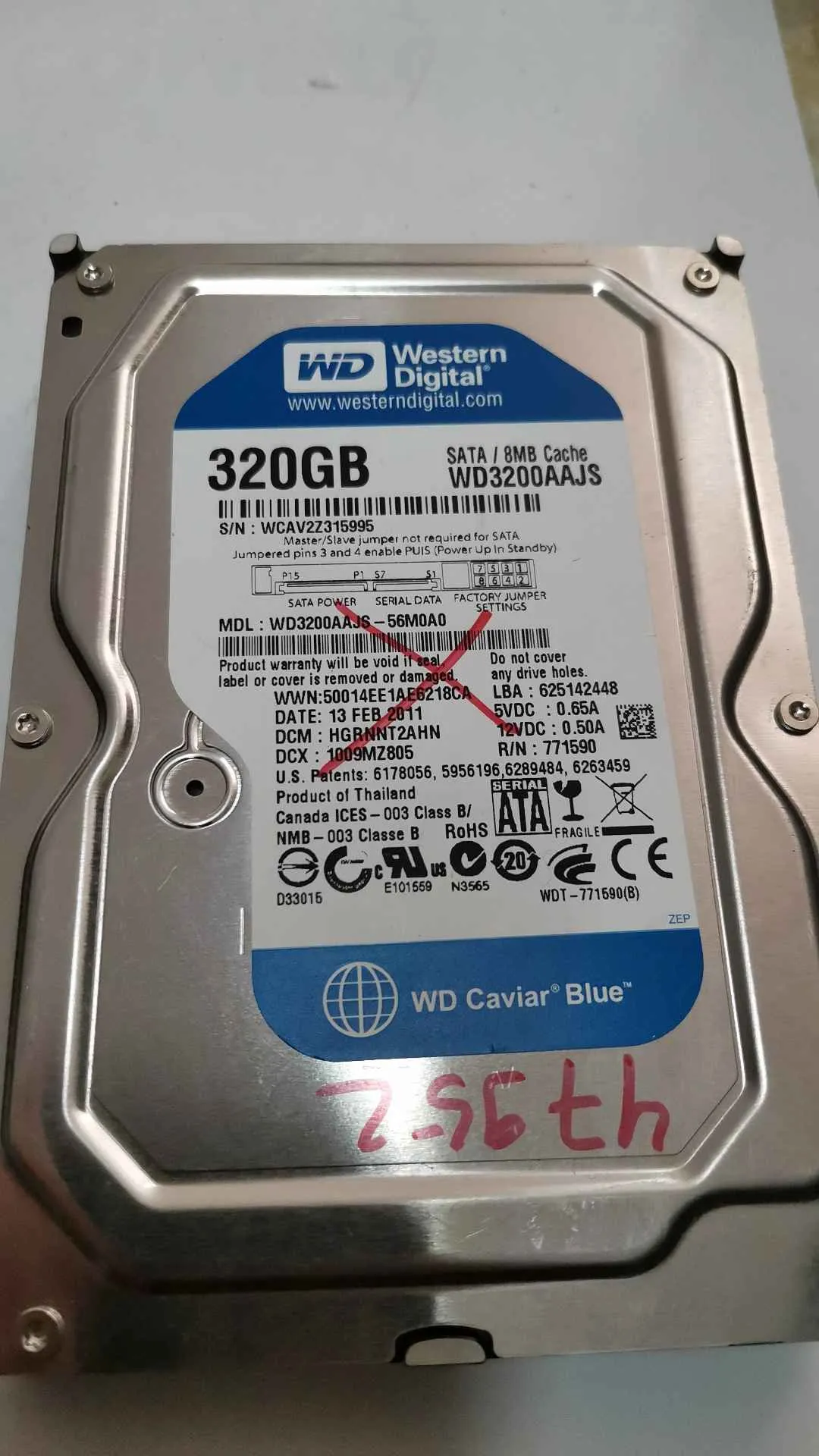 Western Digital WD3200AAJS-56M0A0 S/N WCAV2Z315995