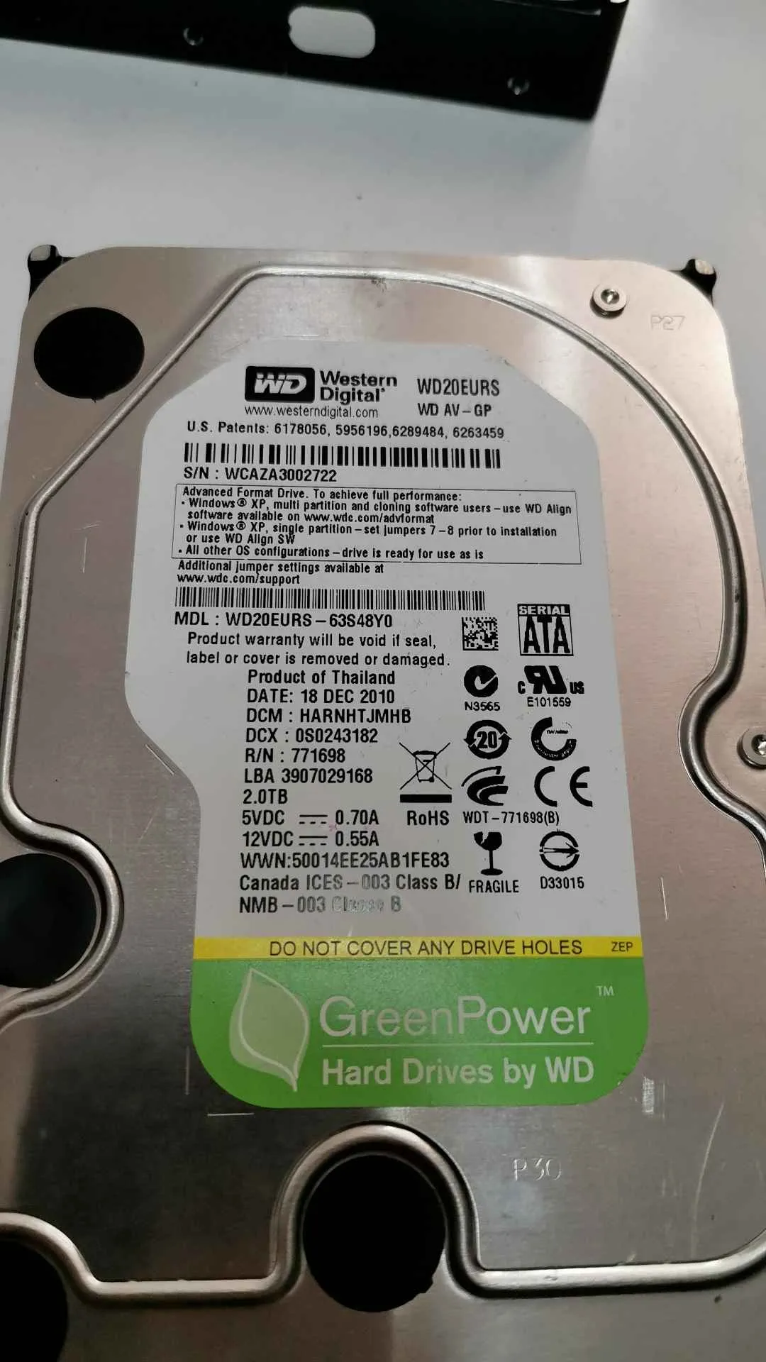 Western Digital WD20EURS-63S48Y0 S/N WCAZA3002722