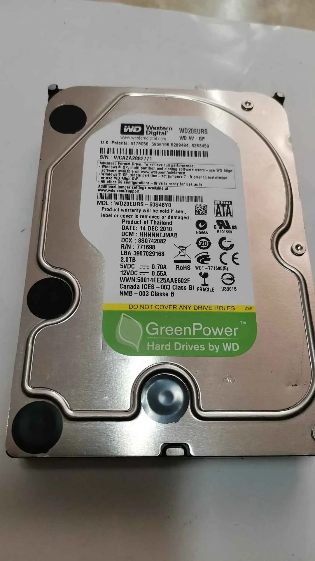 Western Digital WD20EURS-63S48Y0 S/N WCAZA2882771