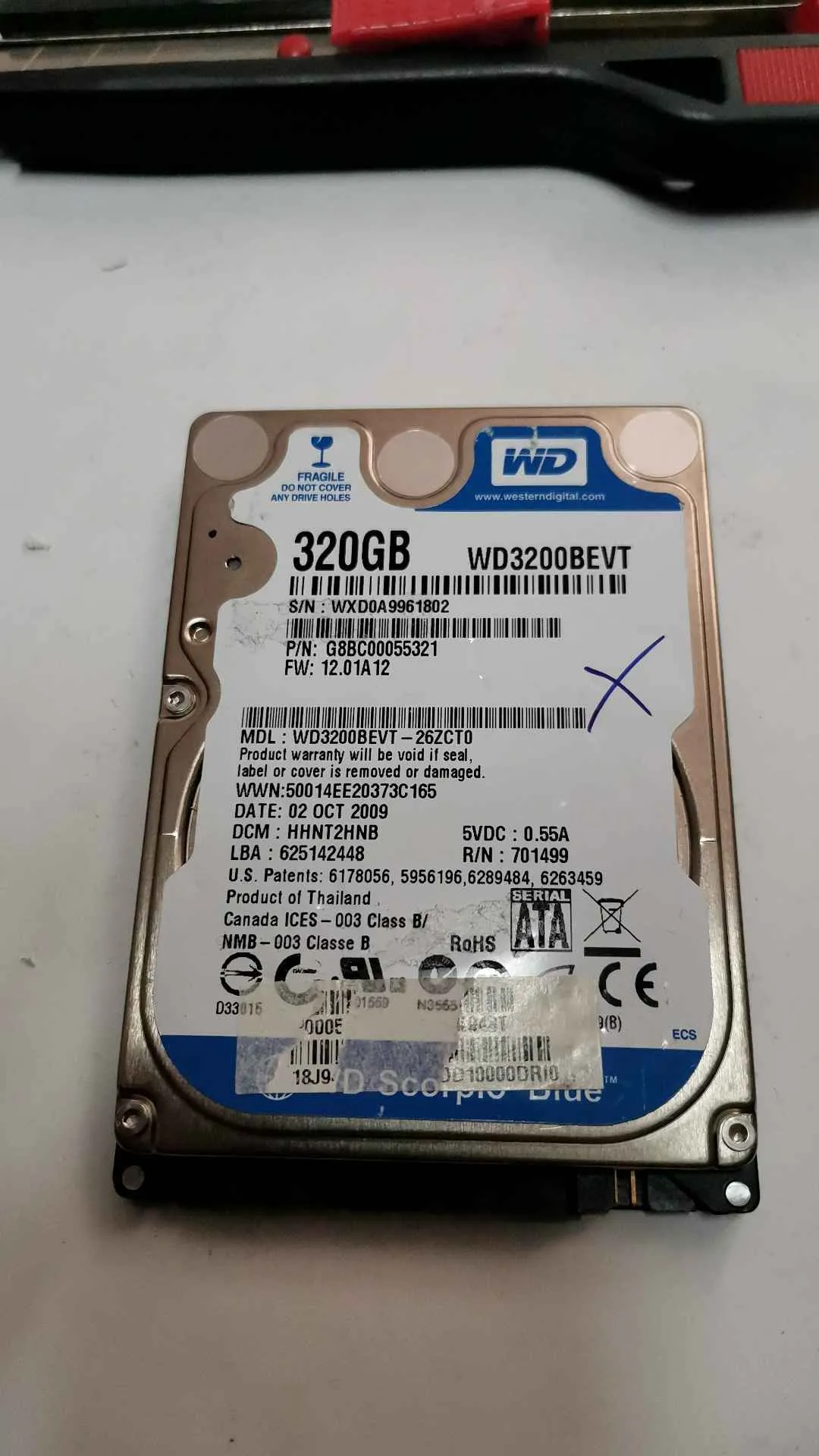 Western Digital WD3200EVT-26ZCT0 S/N WXD0A9961802