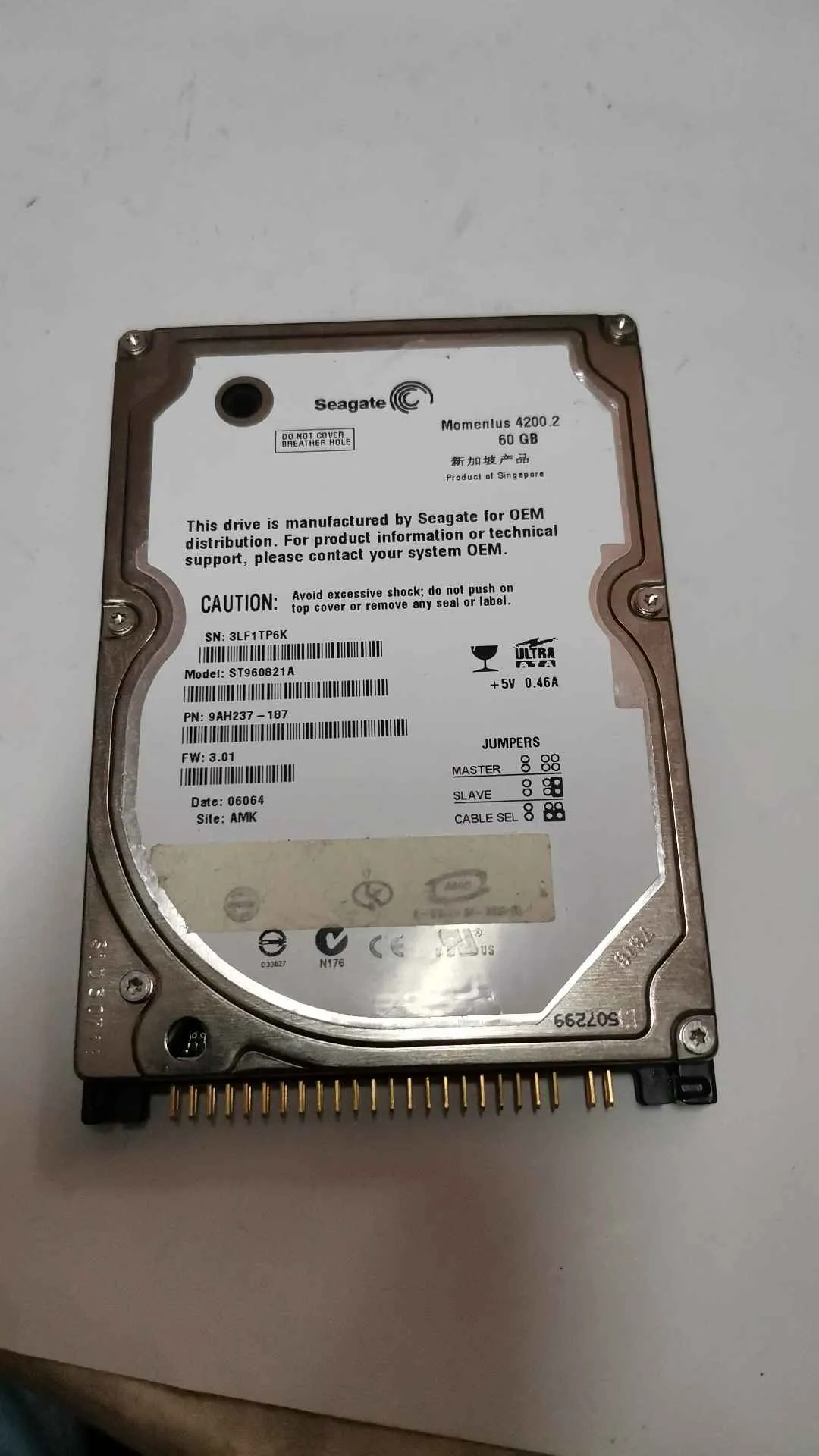 Seagate ST960821A S/N 3LF1TP6K