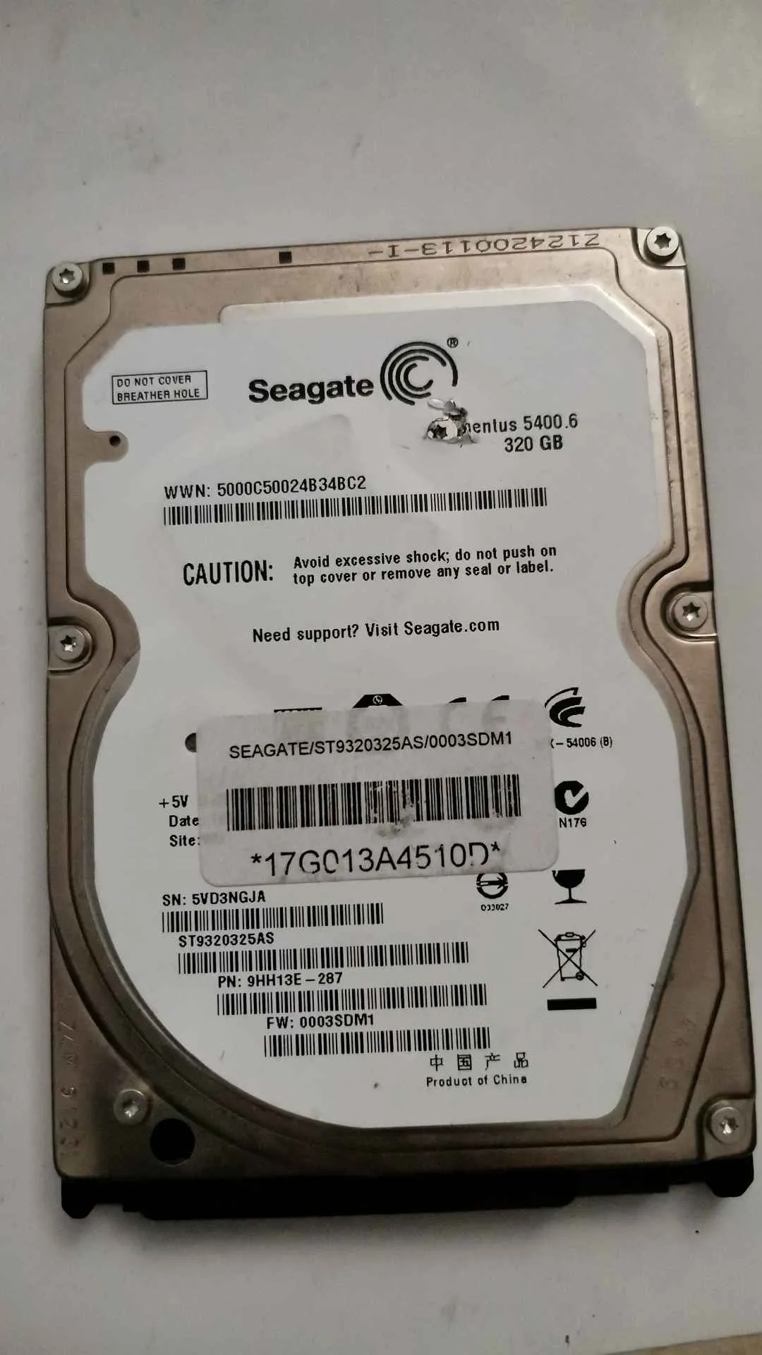 Seagate ST9320325AS S/N 5VD3NGJA