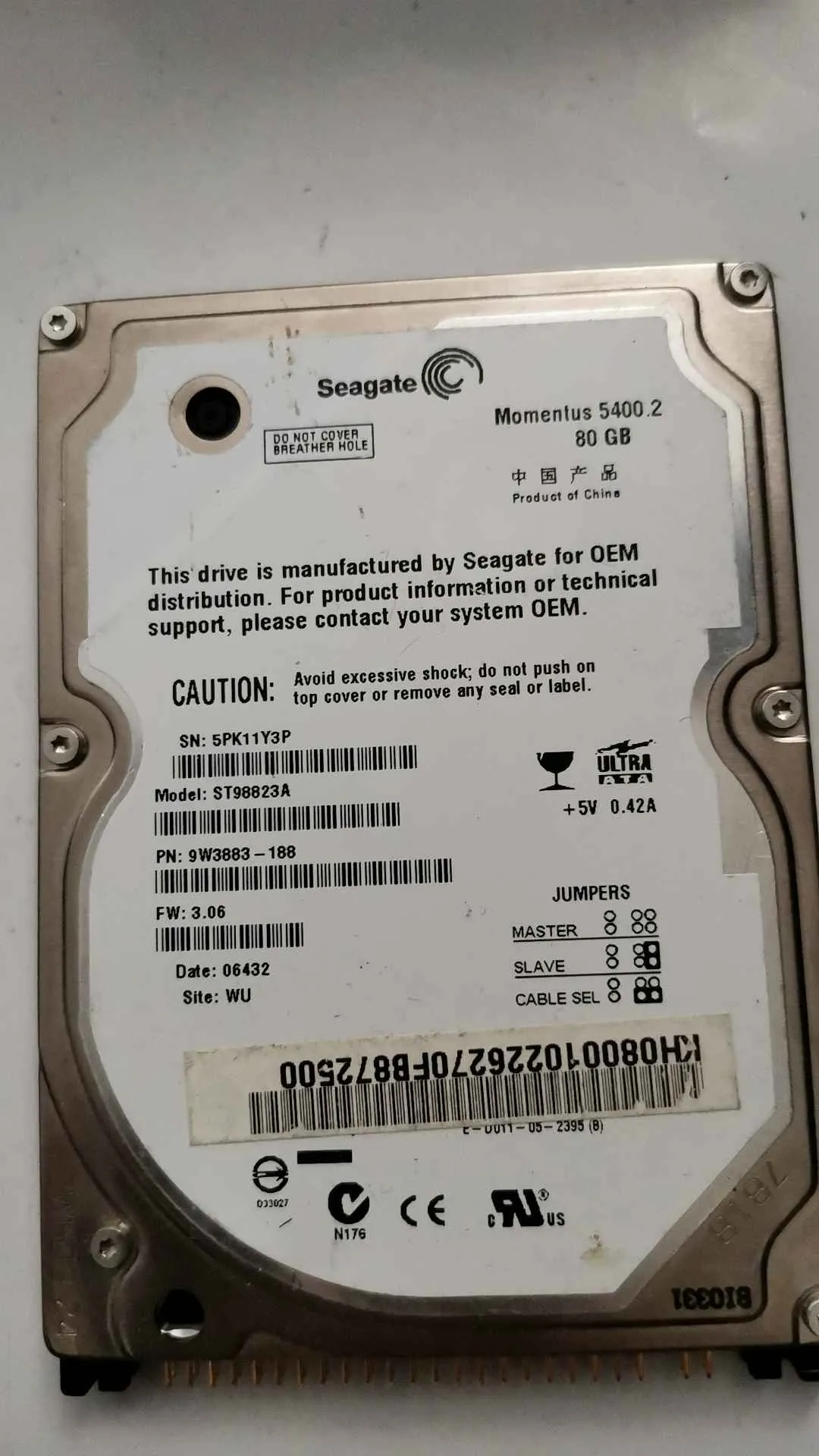 Seagate ST98823A S/N 5PK11Y3P