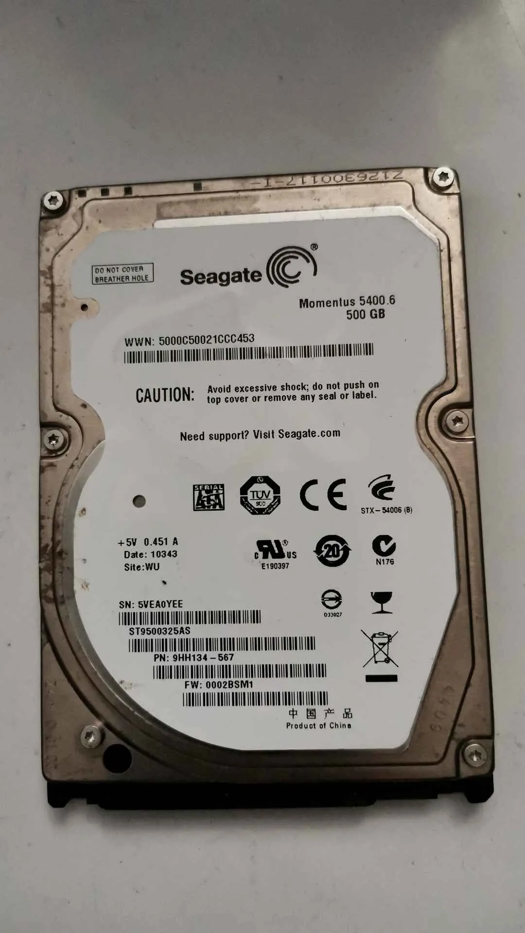 Seagate ST9500325AS S/N 5VEA0YEE