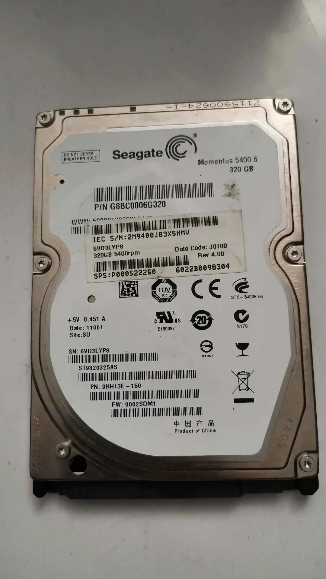 Seagate ST9320325AS S/N 6VD3LYP8