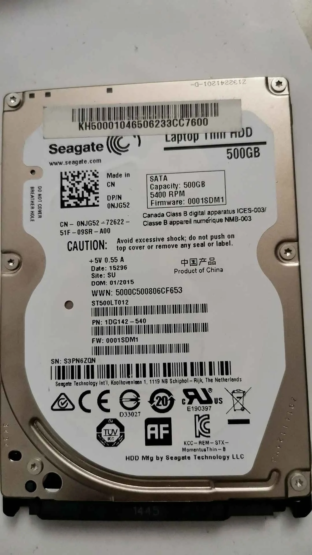 Seagate ST500LT012 S/N S3PN6ZQN