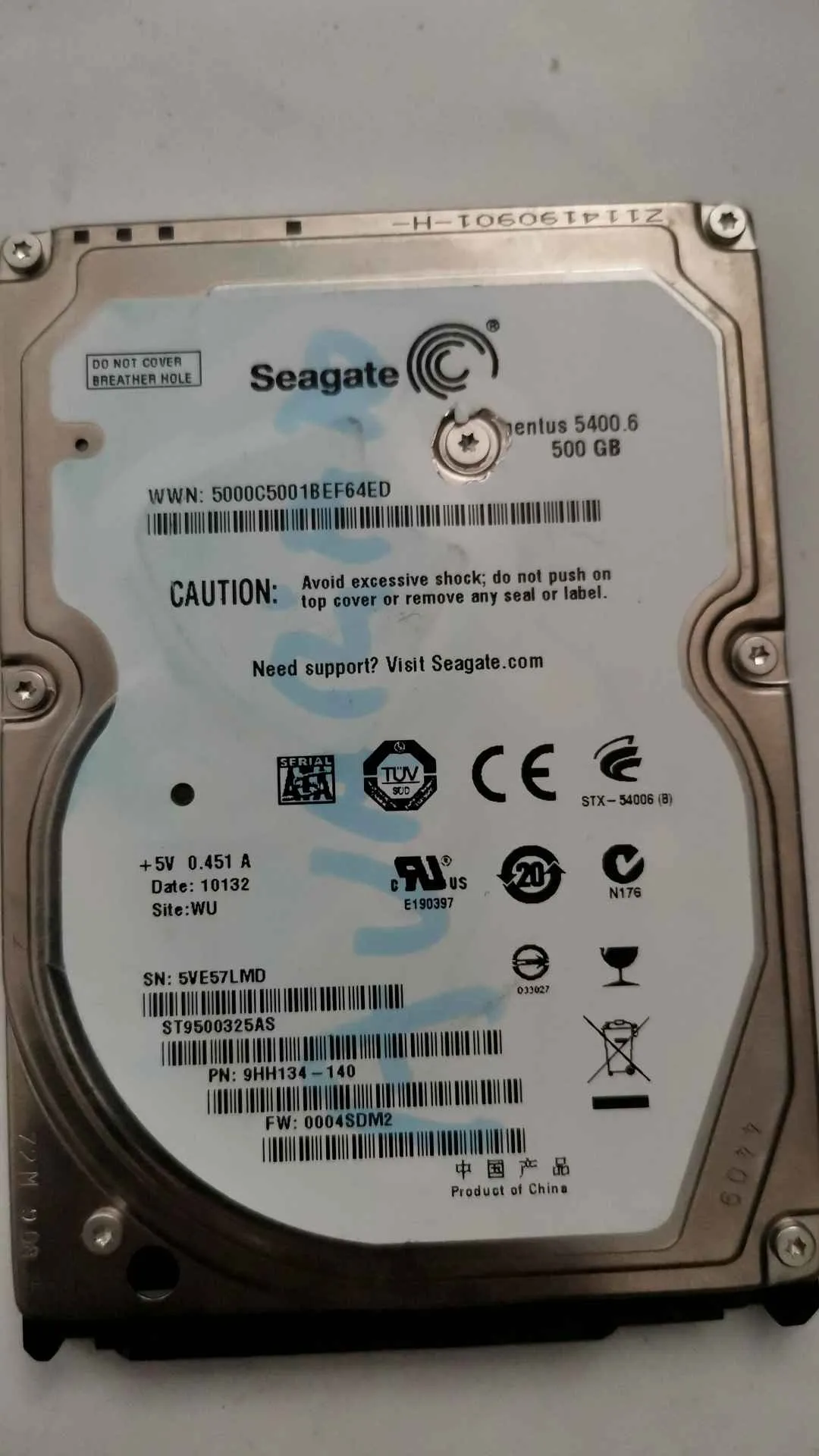 Seagate ST9500325AS S/N 5VE57LMD