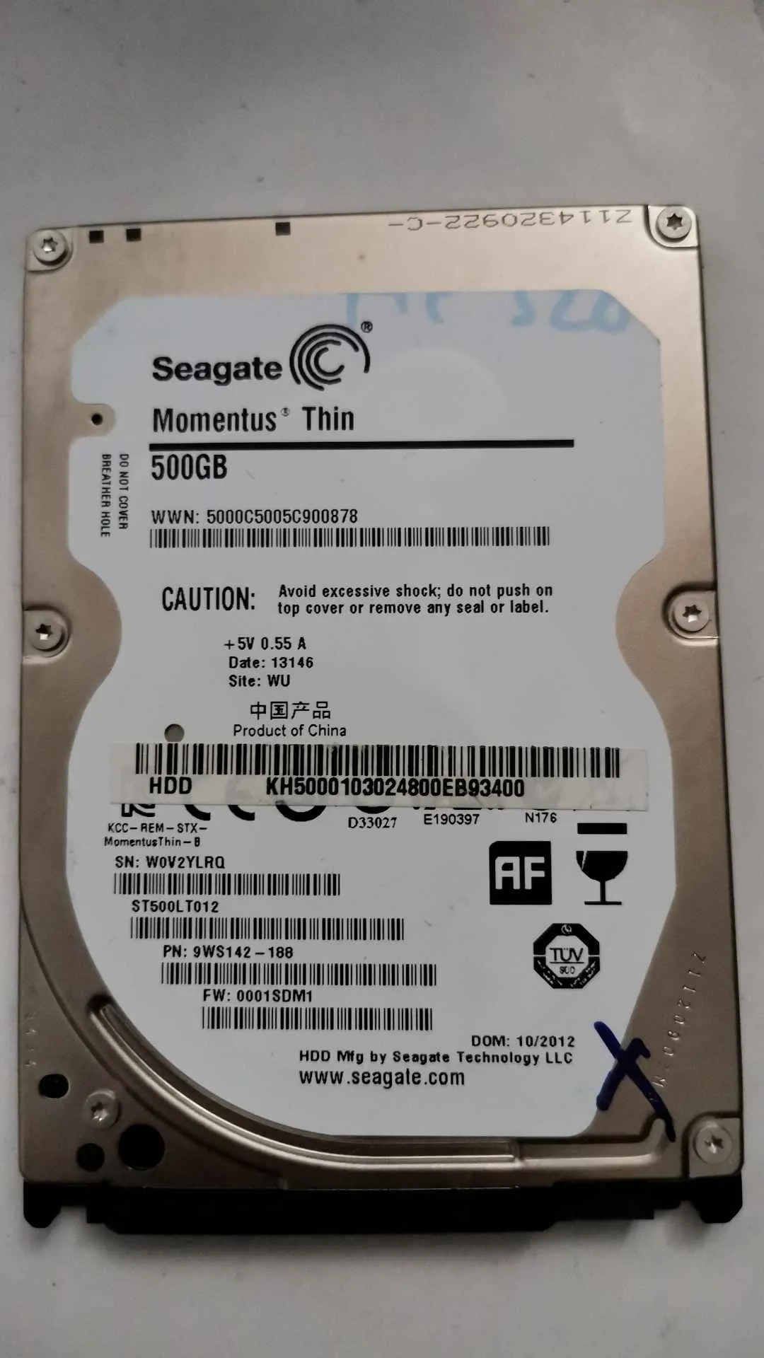 Seagate ST500LT012 S/N W0V2YLRQ