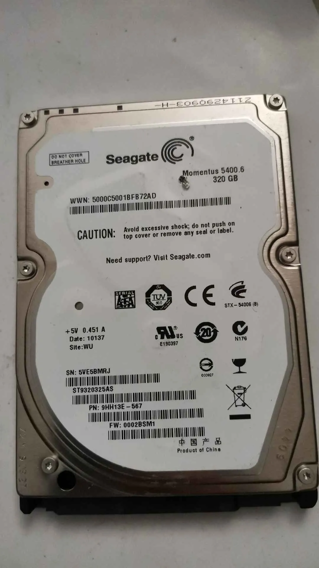 Seagate ST9320325AS S/N 5VE5BMRJ