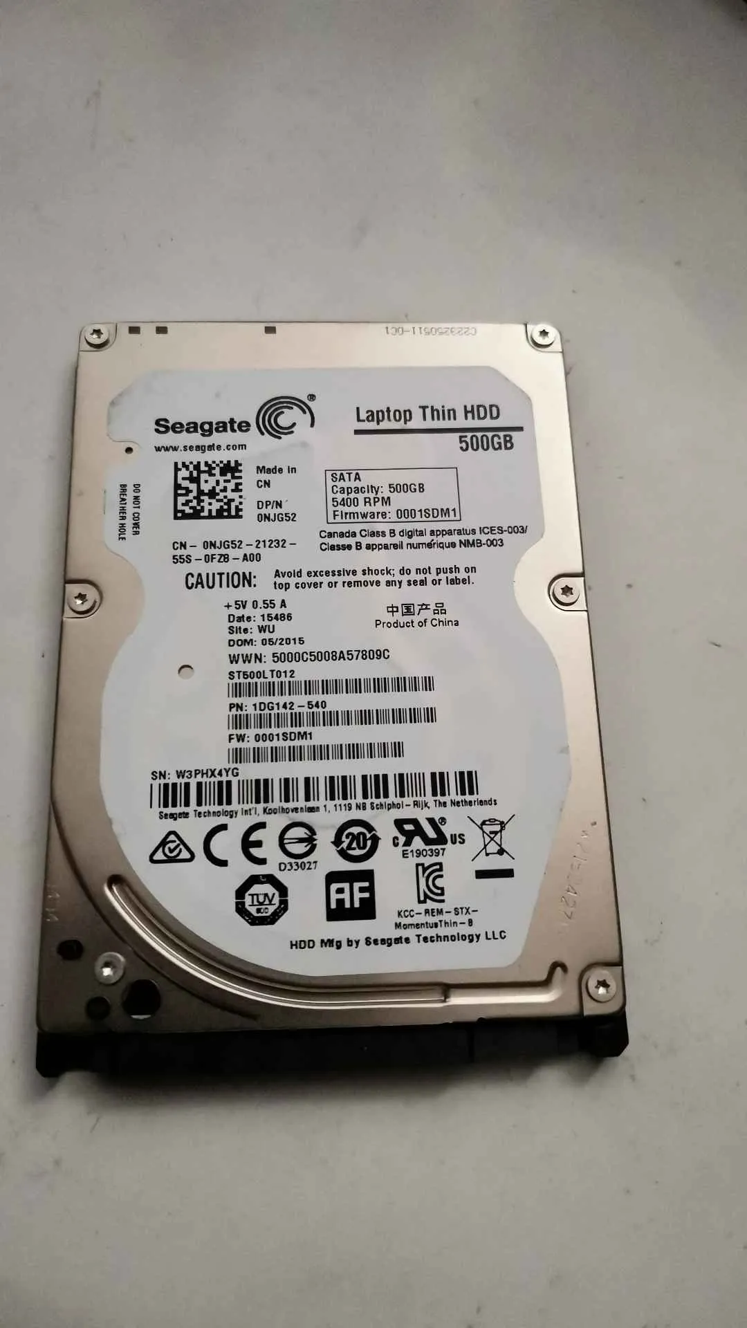 Seagate ST500LT012 S/N W3PHX4YG