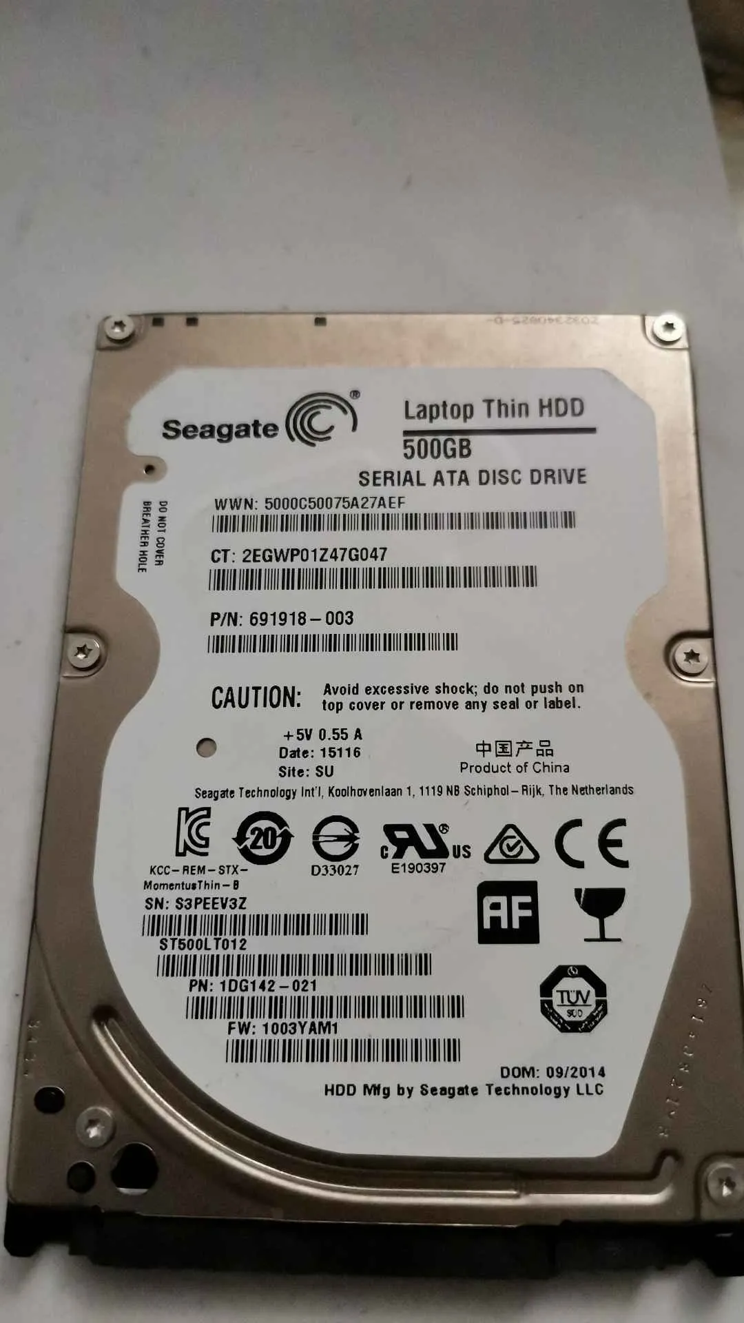 Seagate ST500LT012 S/N S3PEEV3Z