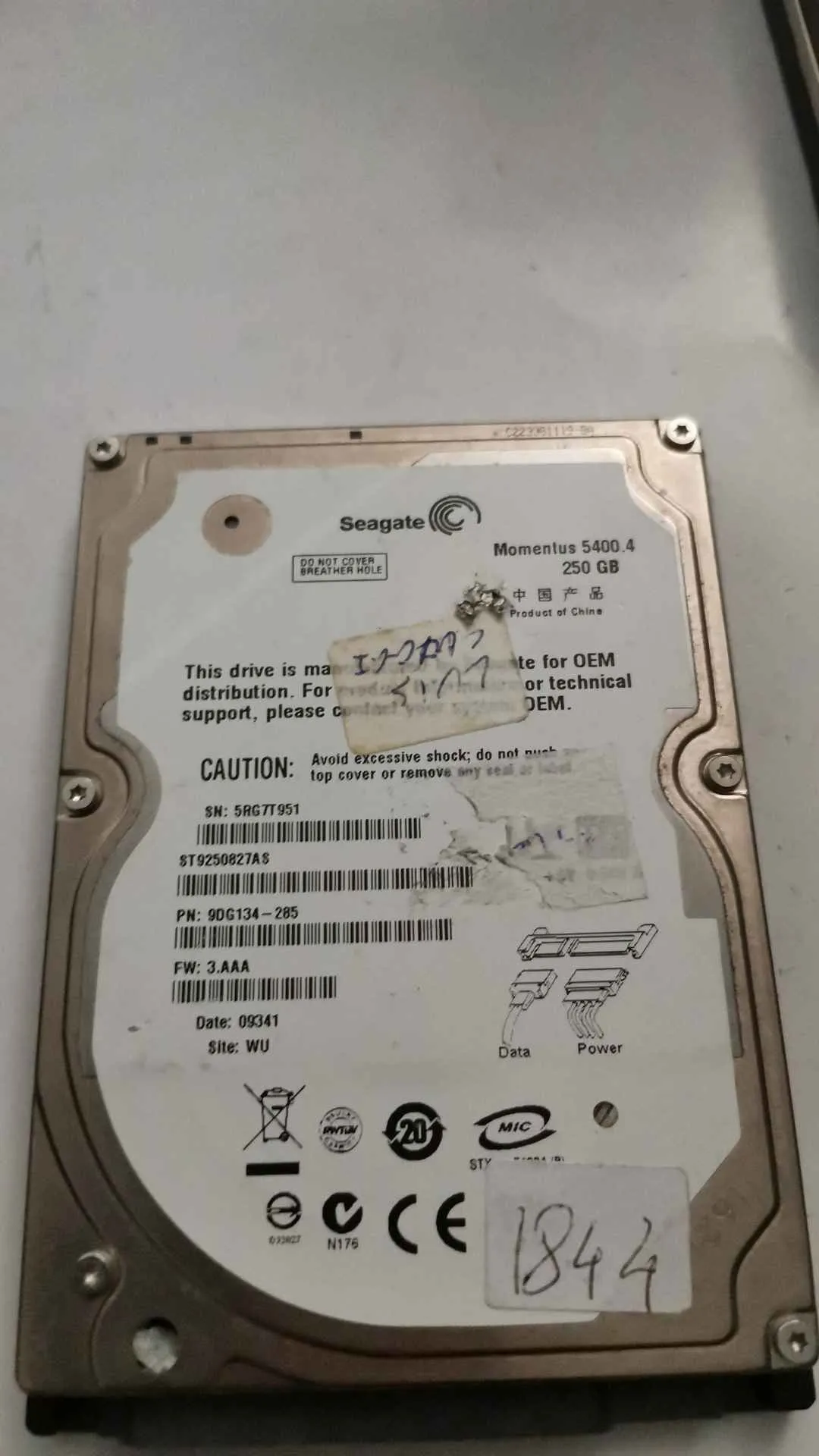 Seagate ST9250827AS S/N 5RG7T951