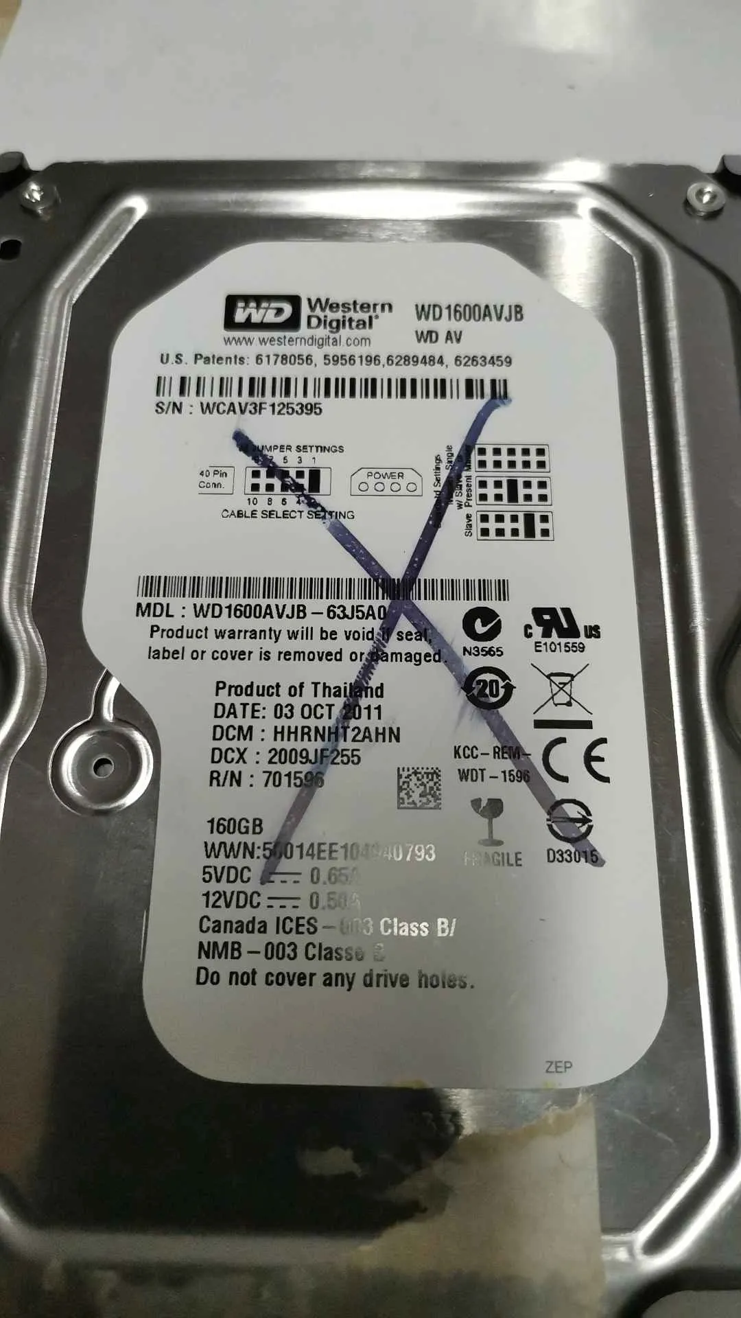 WD1600AVJB-63J5A0