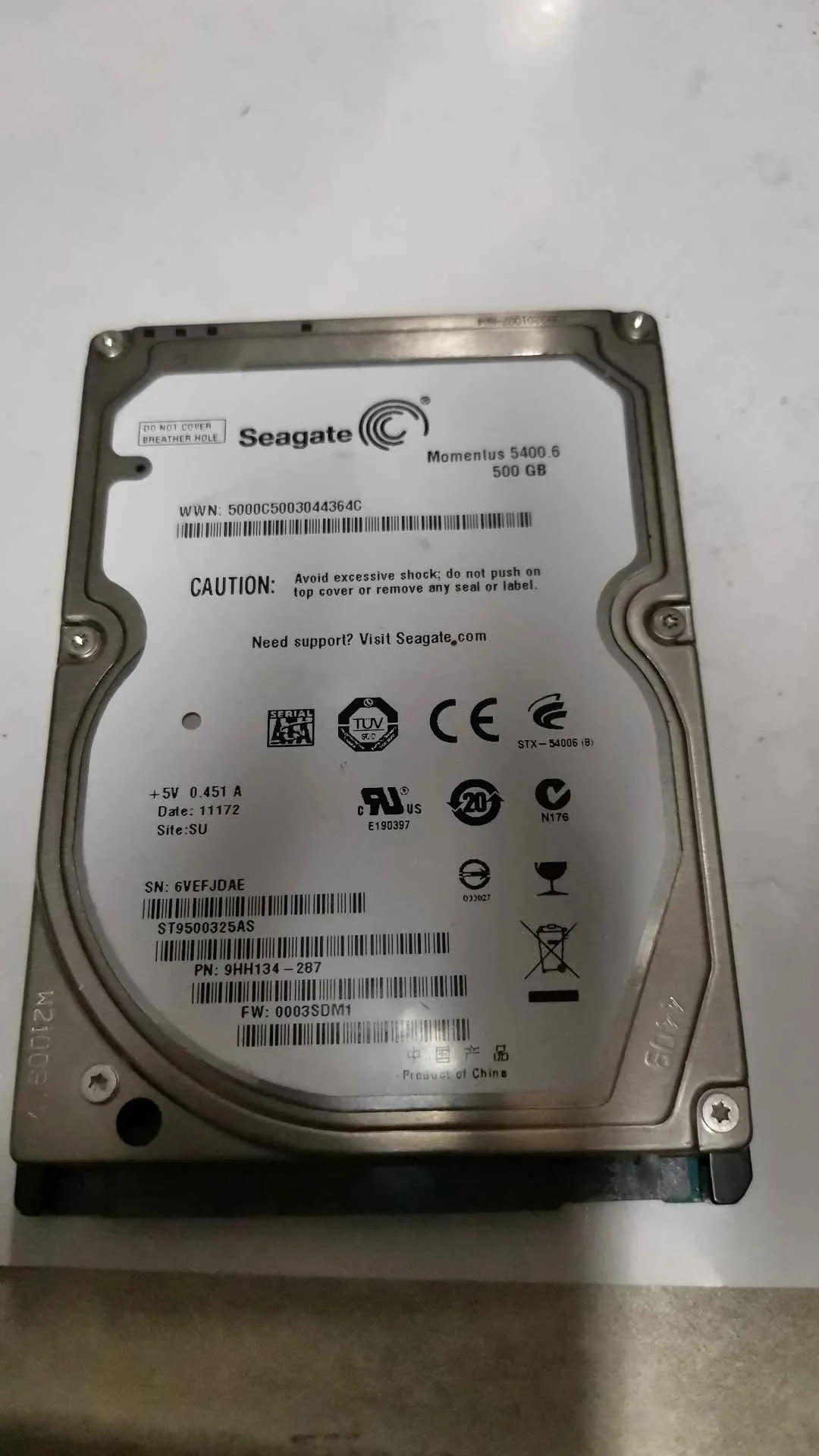 Seagate ST9500325AS S/N 6VEFJDAE