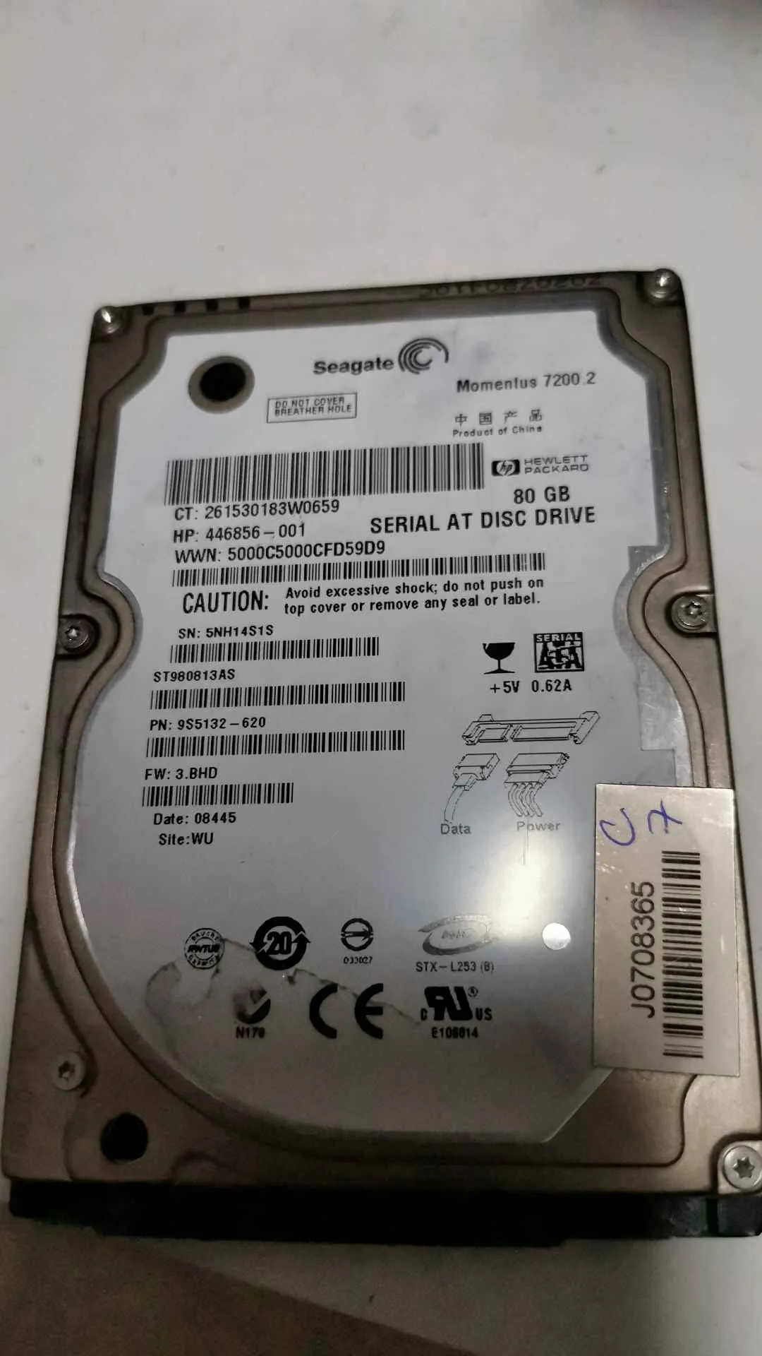 Seagate ST980813AS S/N 5NH14S1S