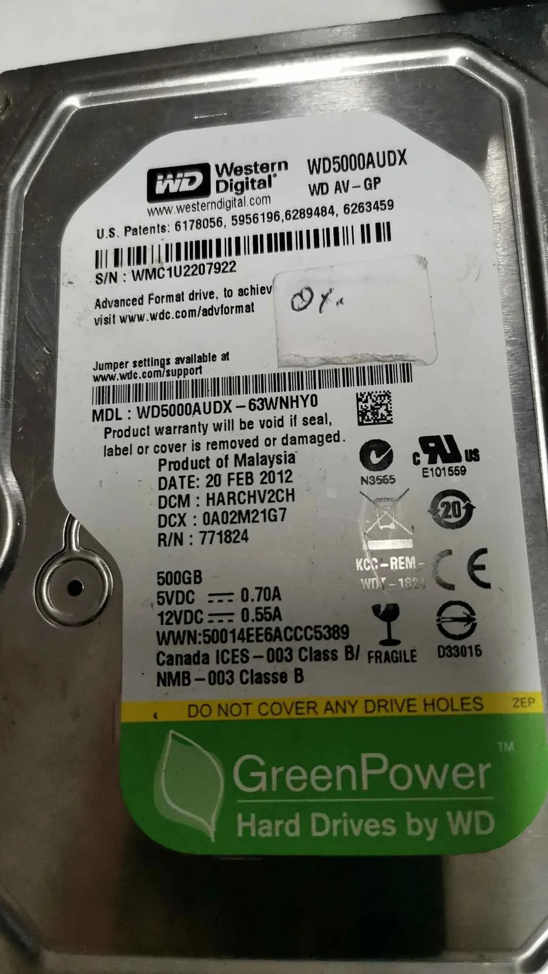 WD5000AUDX-63WNHY0