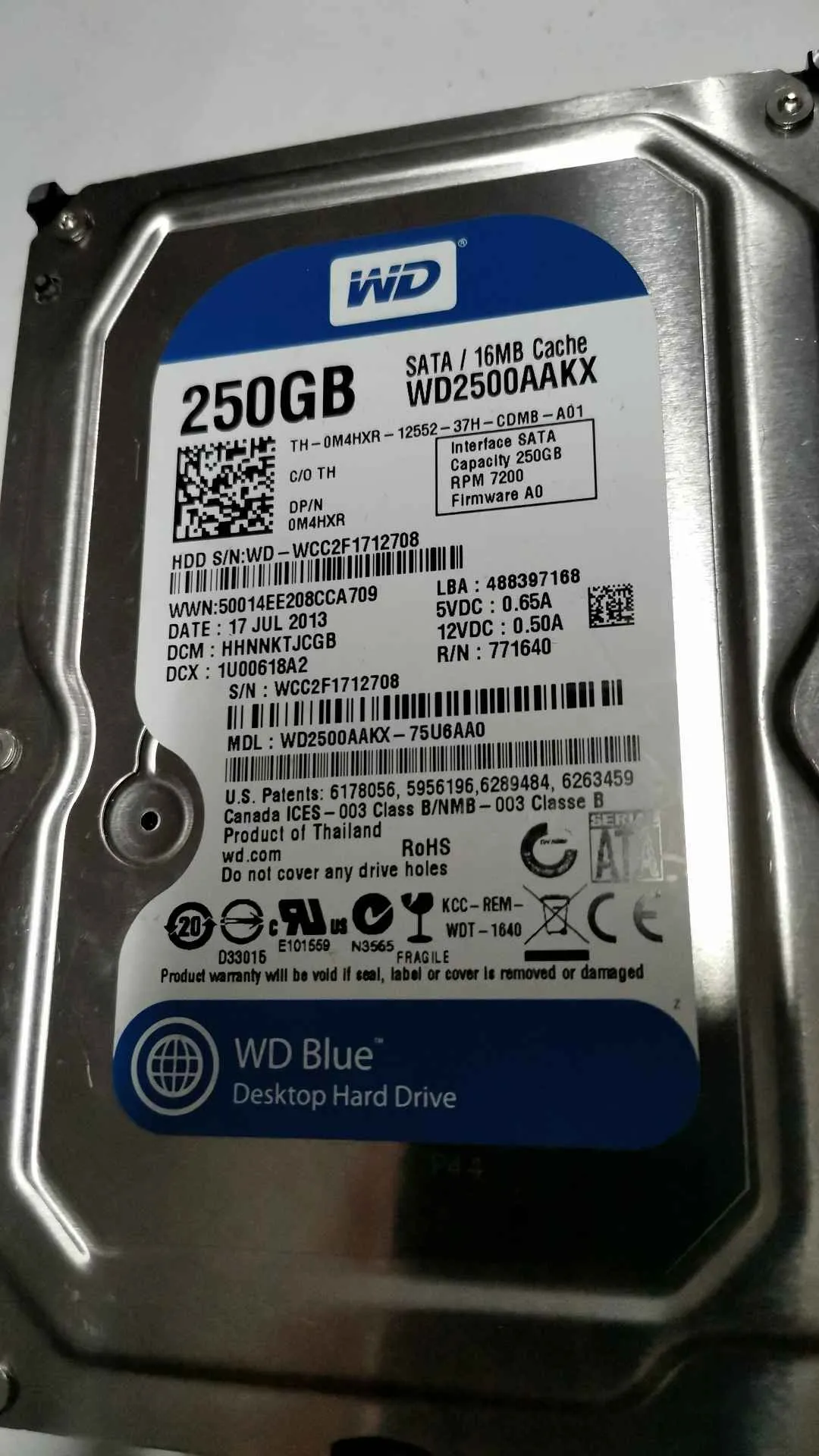 WD2500AAKX-75U6AA0