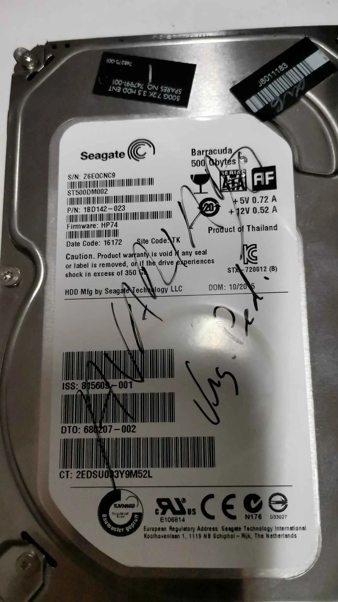 Seagate ST500DM002 S/N Z6EQCNC9