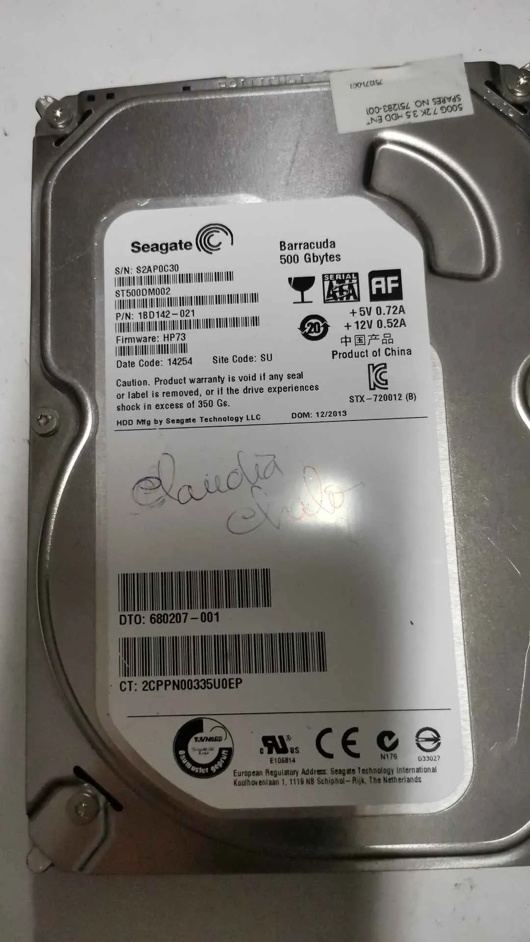 Seagate ST500DM002 S/N S2AP0C30