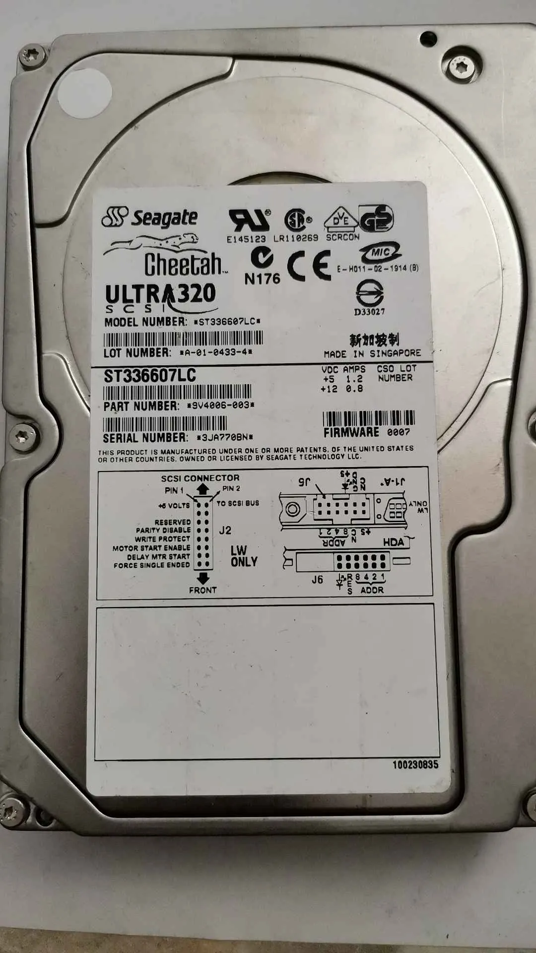Seagate ST336607LC S/N 3JA770BN