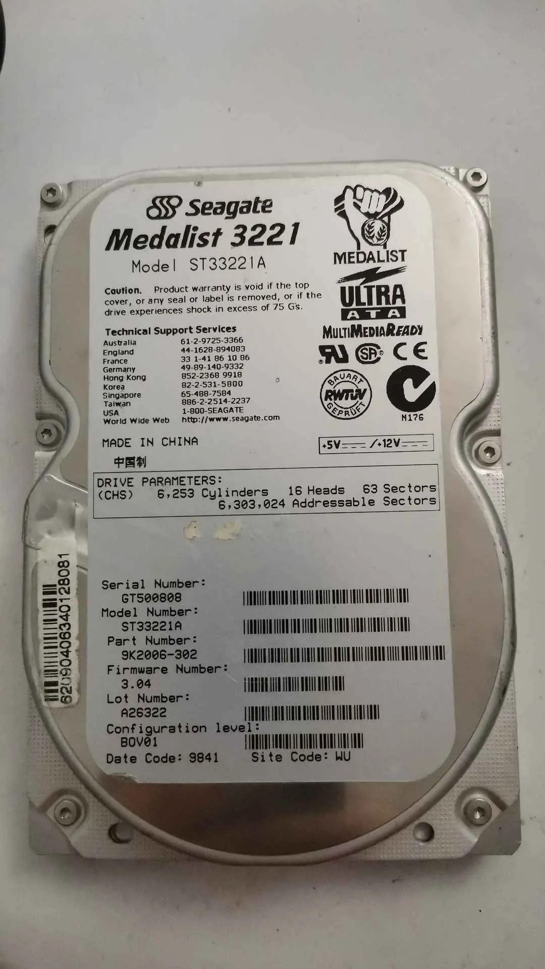 Seagate ST33221A S/N GT500808