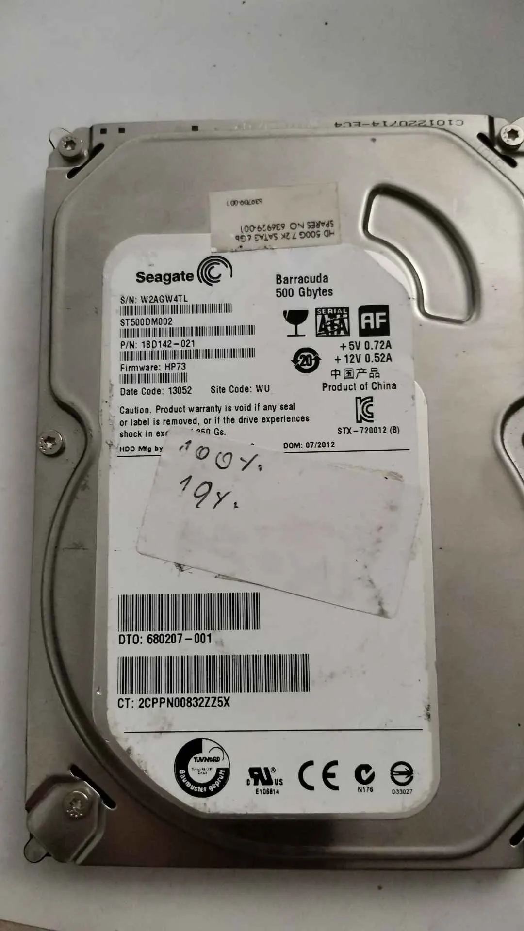 Seagate ST500DM002 S/N W2AGW4TL
