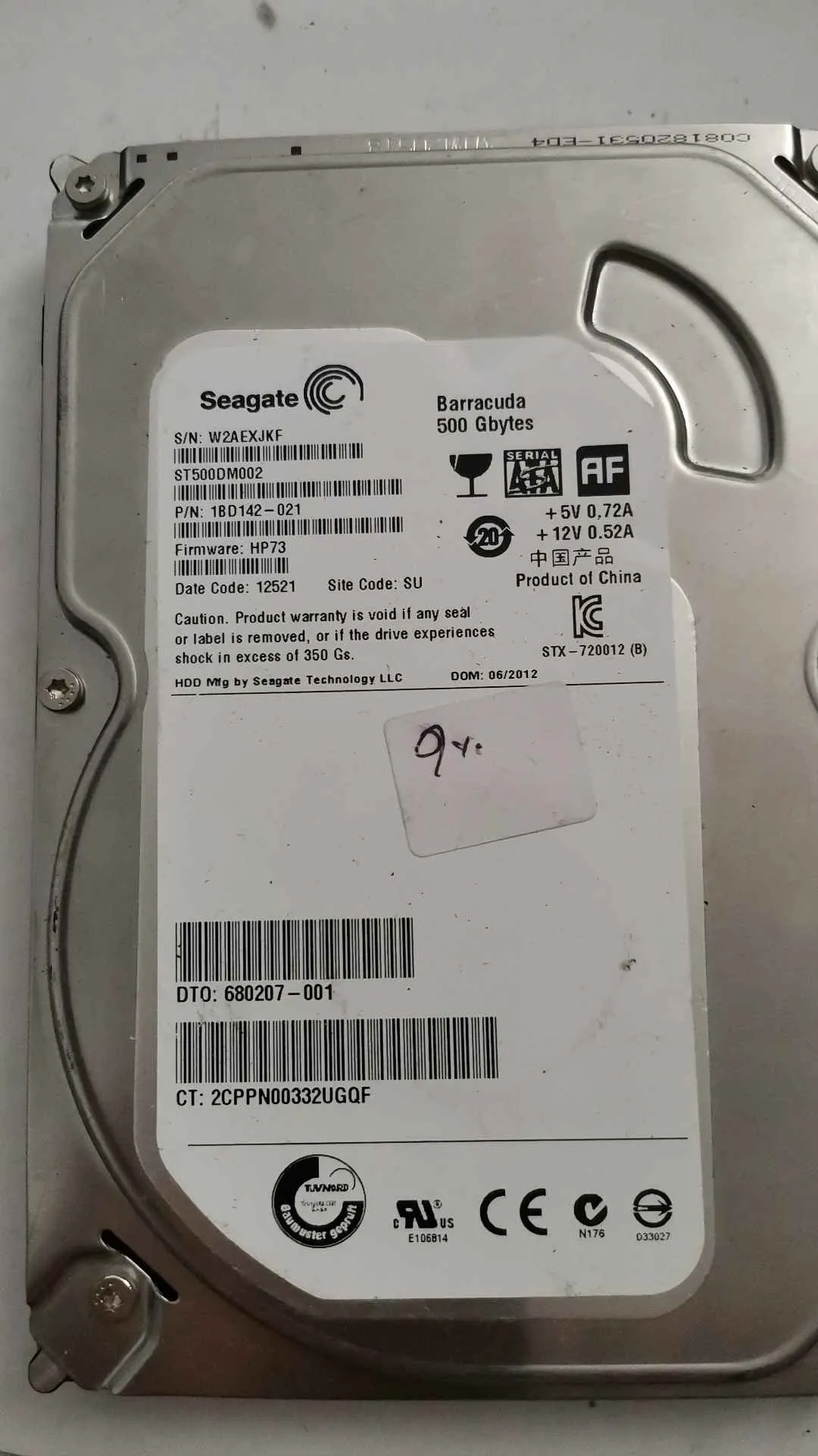 Seagate ST500DM002 S/N W2AEXJKF