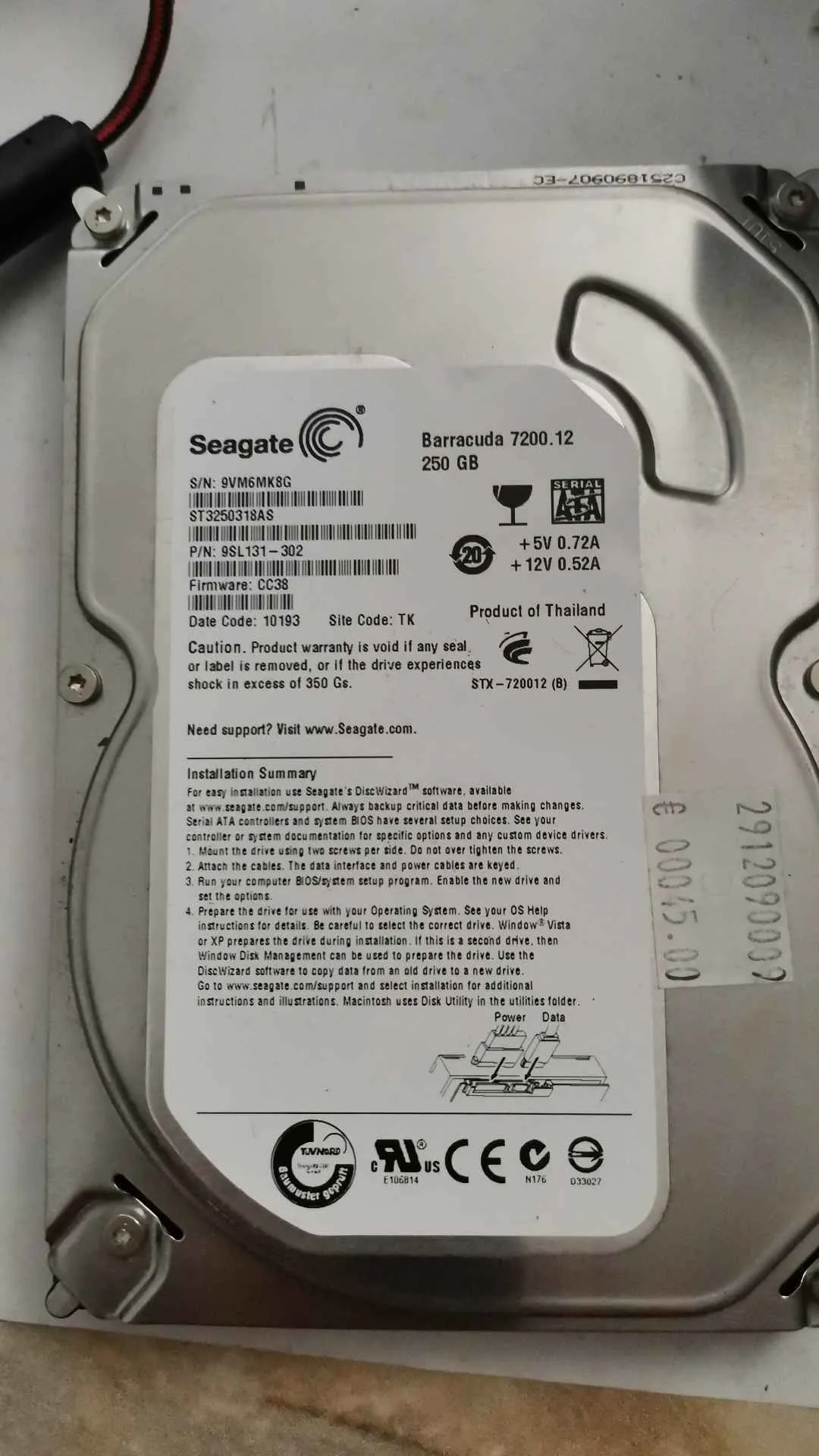 Seagate ST3250318AS S/N 9VM6MK8G