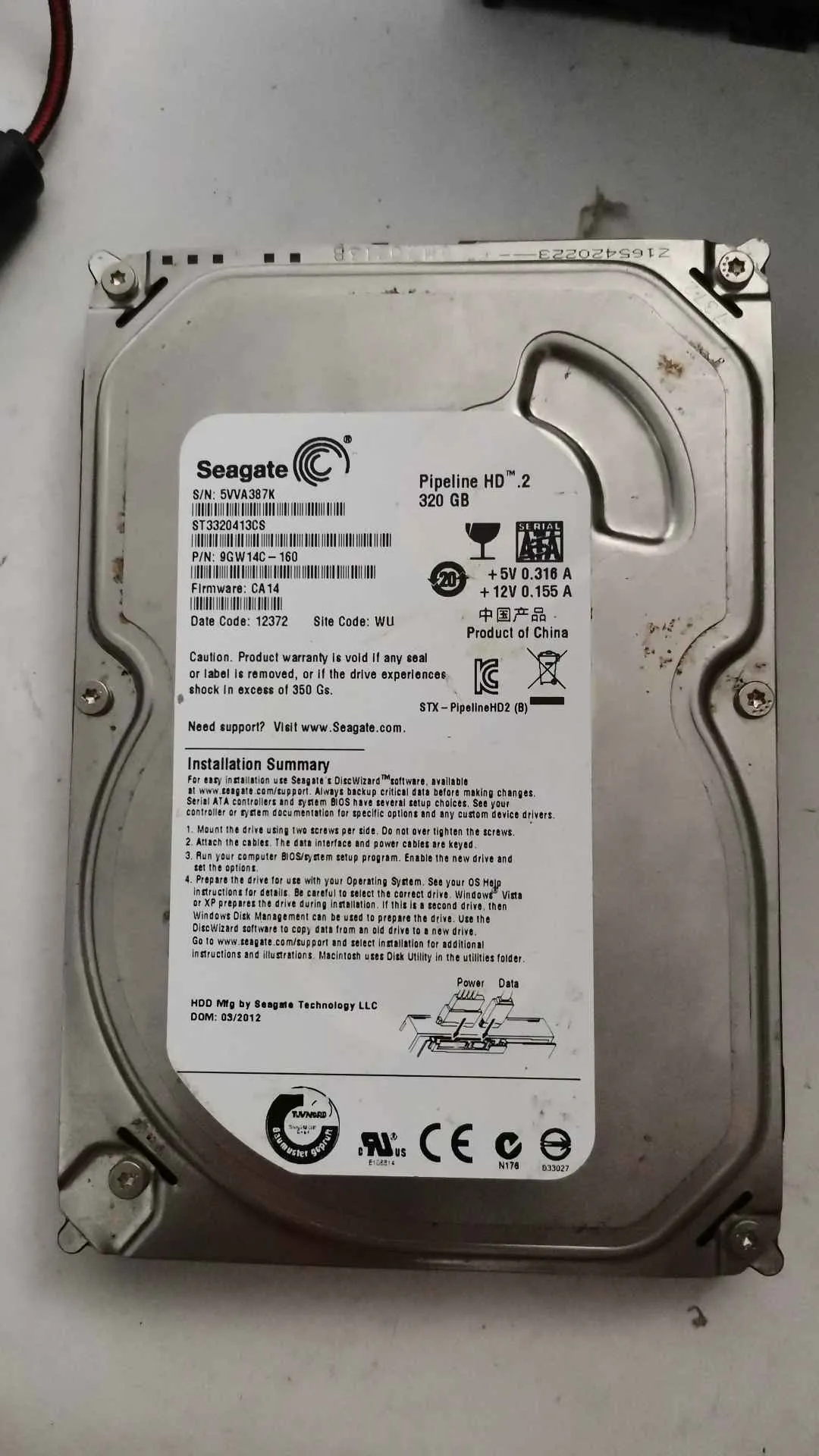 Seagate ST3320413CS S/N 5VVA387K