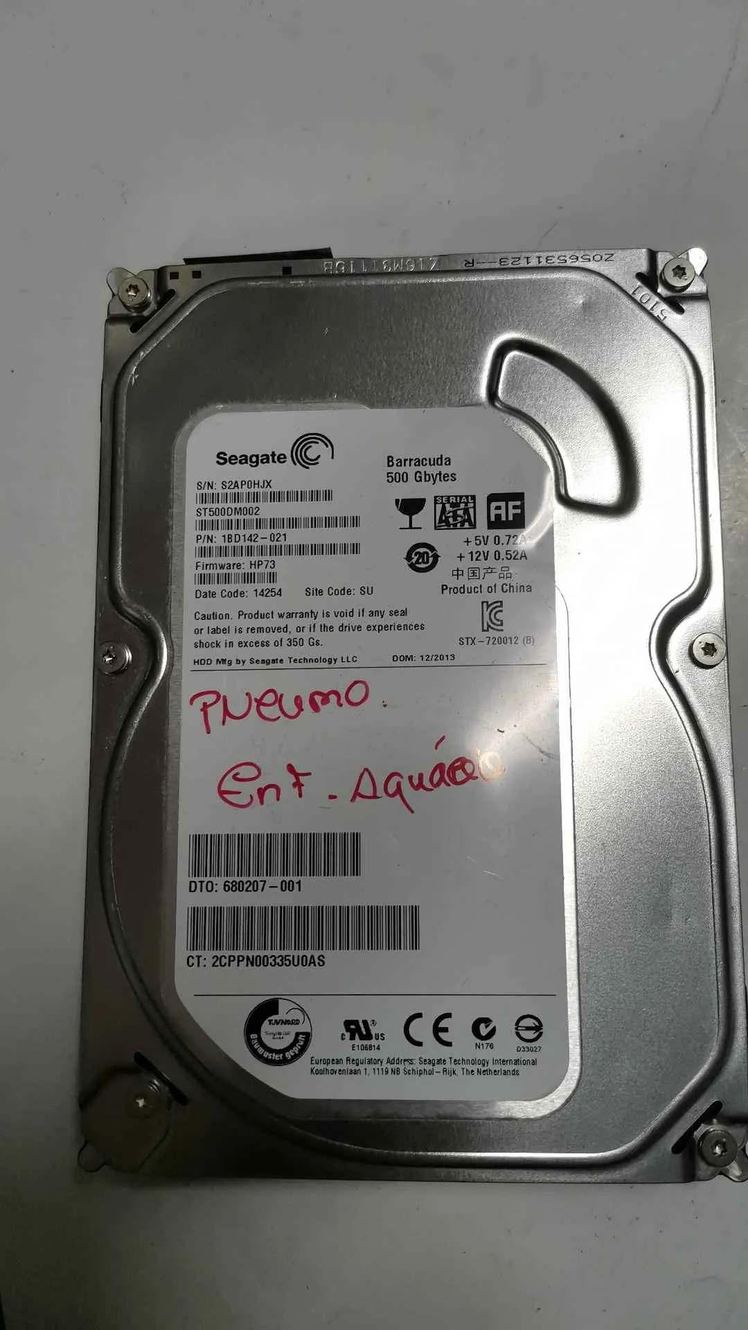 Seagate ST500DM002 S/N S2AP0HJX