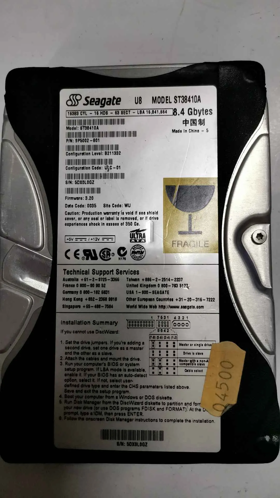 Seagate ST38410A S/N 5DX0L0GZ