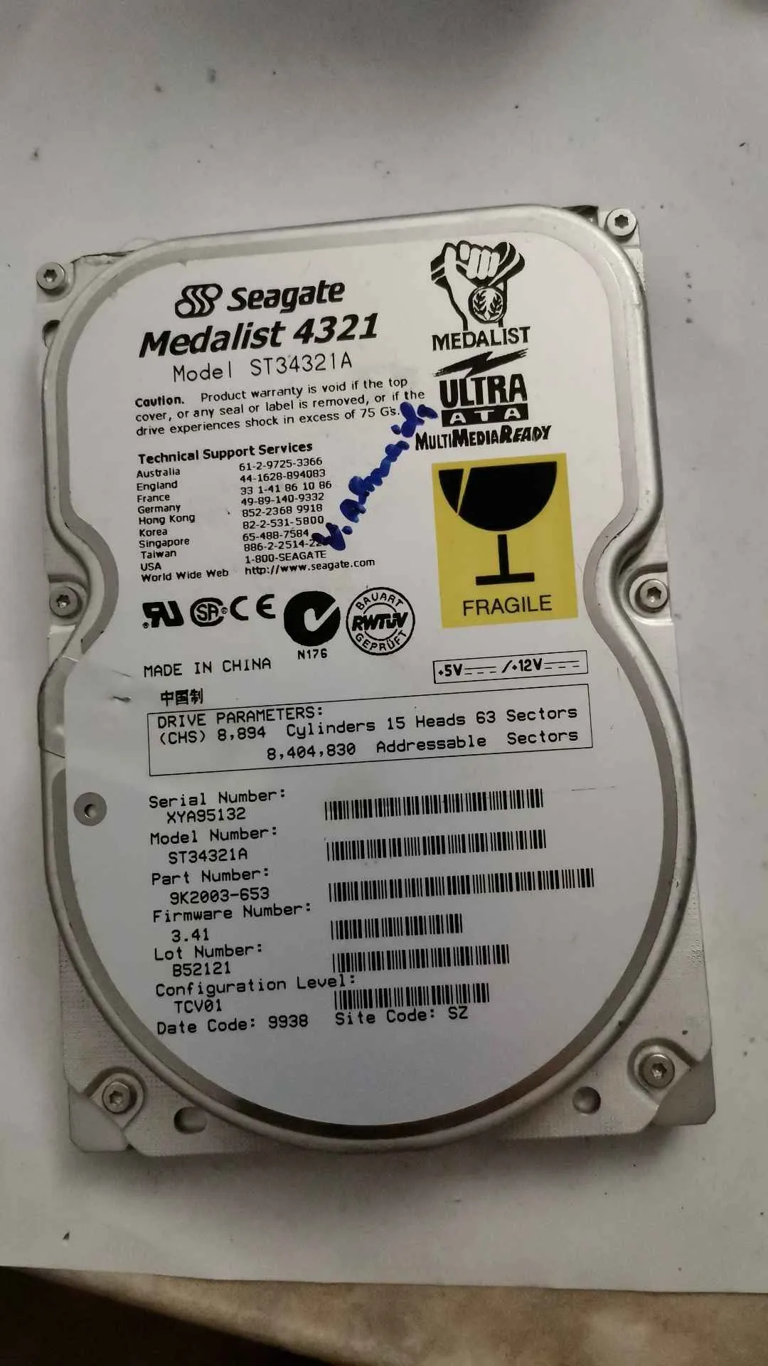 Seagate ST34321A S/N XYA95132