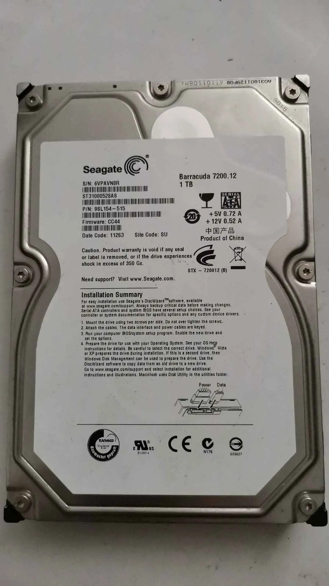 Seagate ST31000528AS S/N 6VPAVN8R