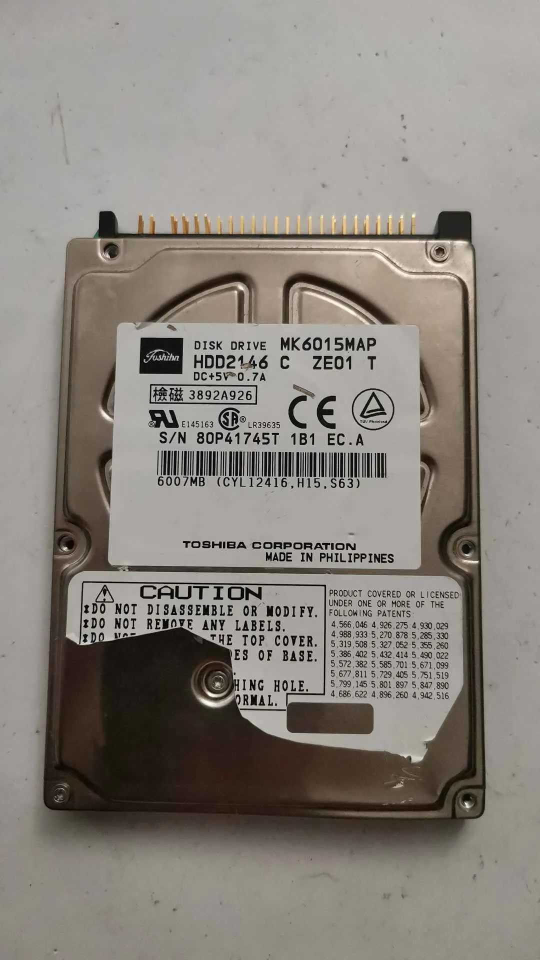 Toshiba MK6015MAP S/N 80P41745T1B1
