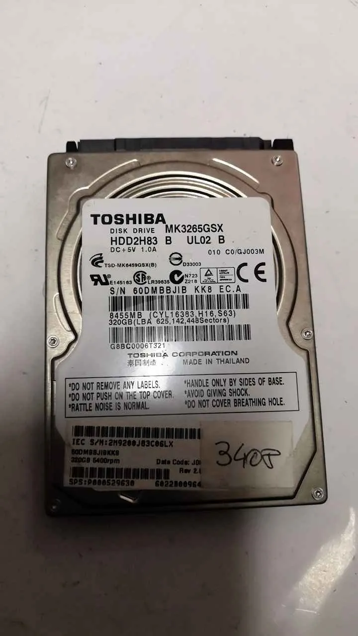Toshiba MK3265GSX S/N 60DMBBJIBKK8