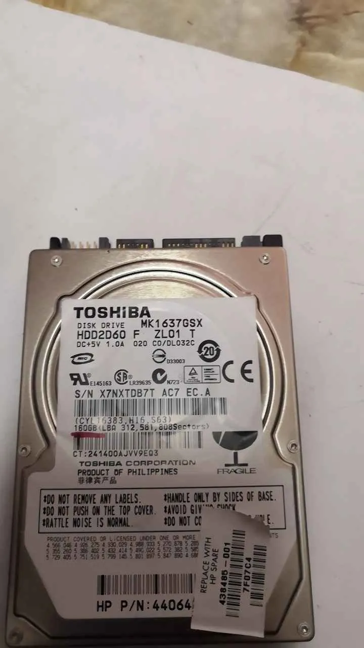Toshiba MK1637GSX S/N X7NXTDB7TAC7