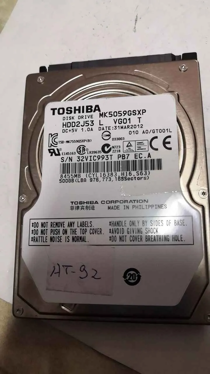 Toshiba MK5059GSXP S/N 32VIC993TPB7