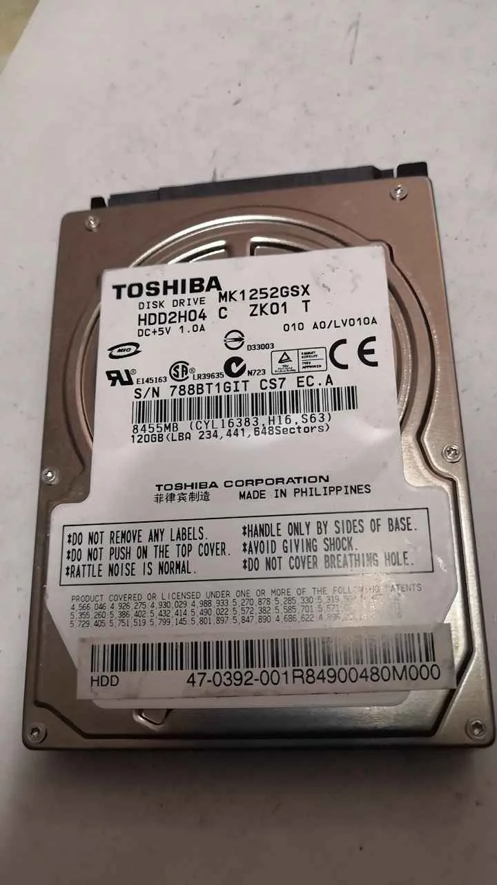 Toshiba MK1252GSX S/N 788BT1GITCS7