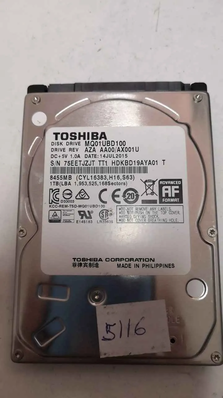 Toshiba MQ01UBD100 S/N 75EETJZJTTT1