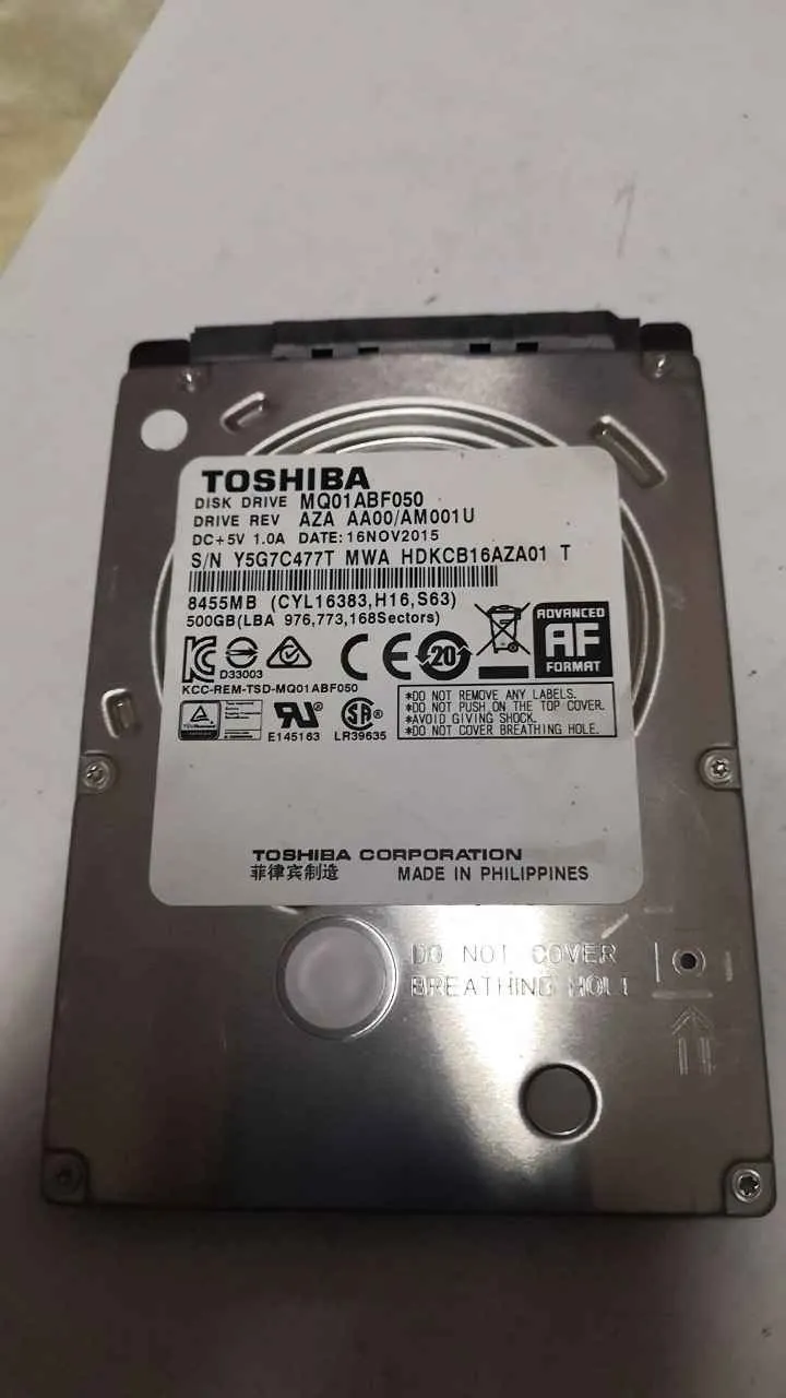 Toshiba MQ01ABF050 S/N Y5G7C477TMWA
