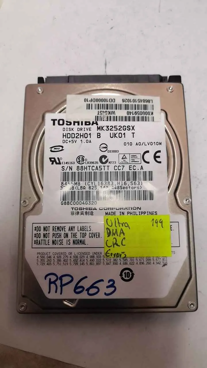 Toshiba MK3252GSX S/N 88HTCA5TTCC7