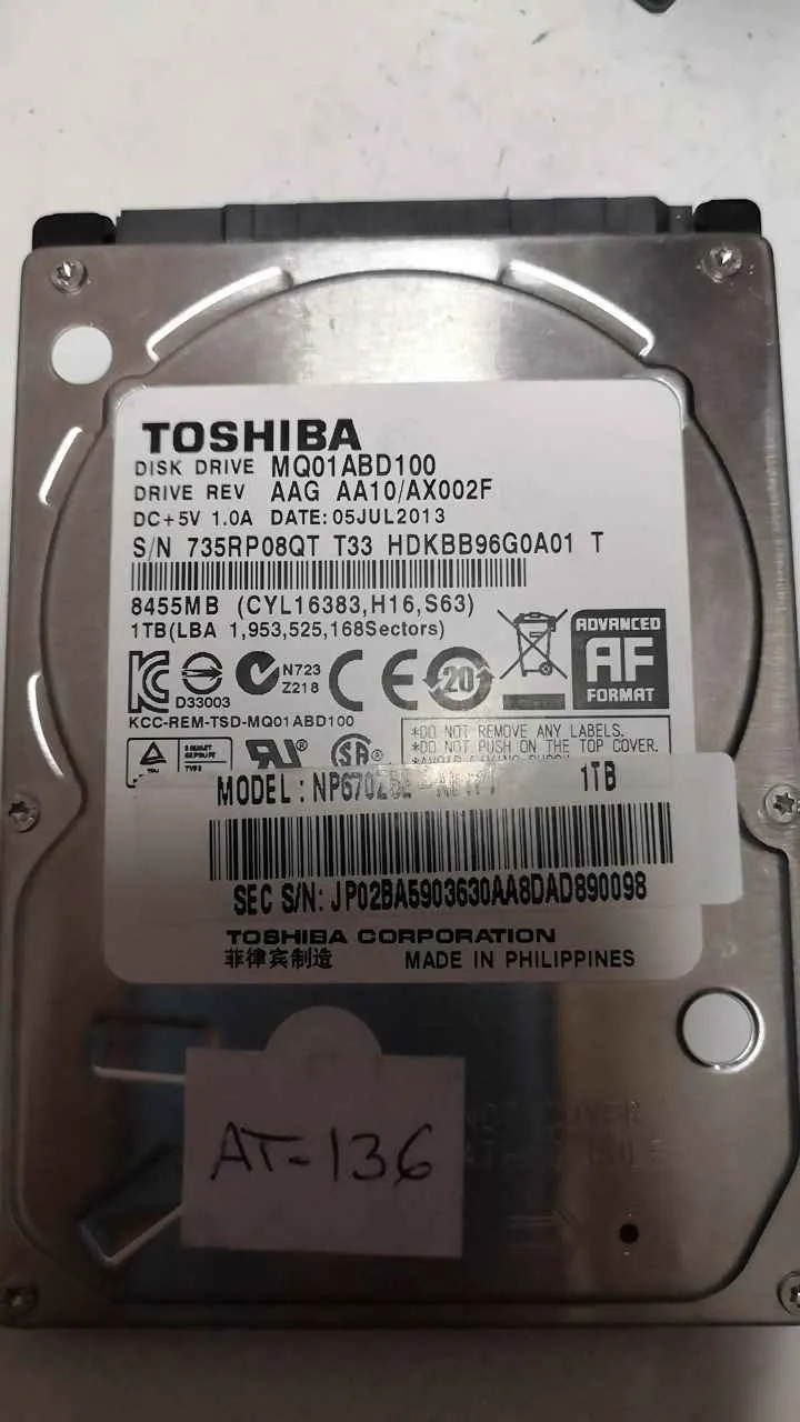 Toshiba MQ01ABD100 S/N 735RP08QTT33
