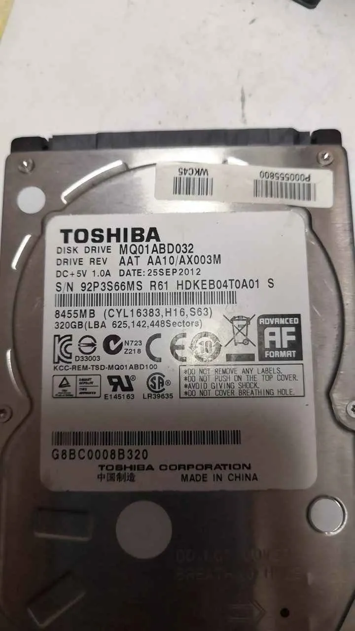 Toshiba MQ01ABD032 S/N 92P3S66MSR61